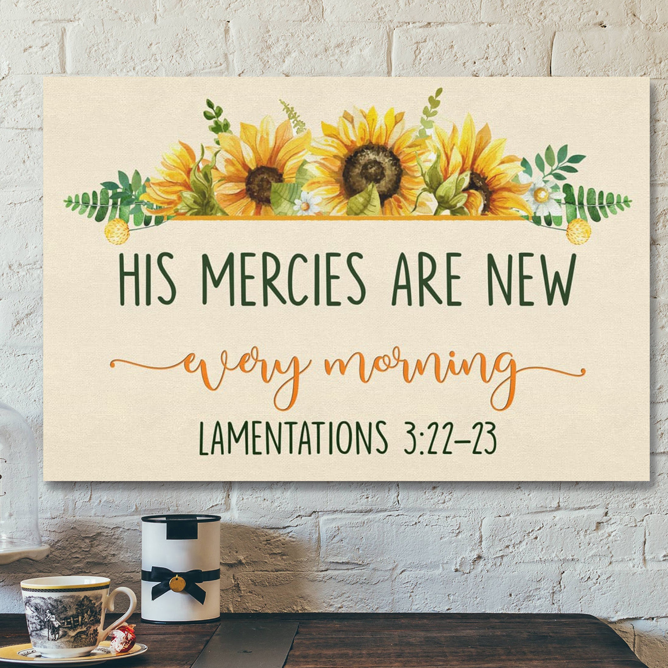 Bible Verse Canvas – His Mercies Are New Every Morning Lamentations 322-23 Canvas – Scripture Canvas Wall Art