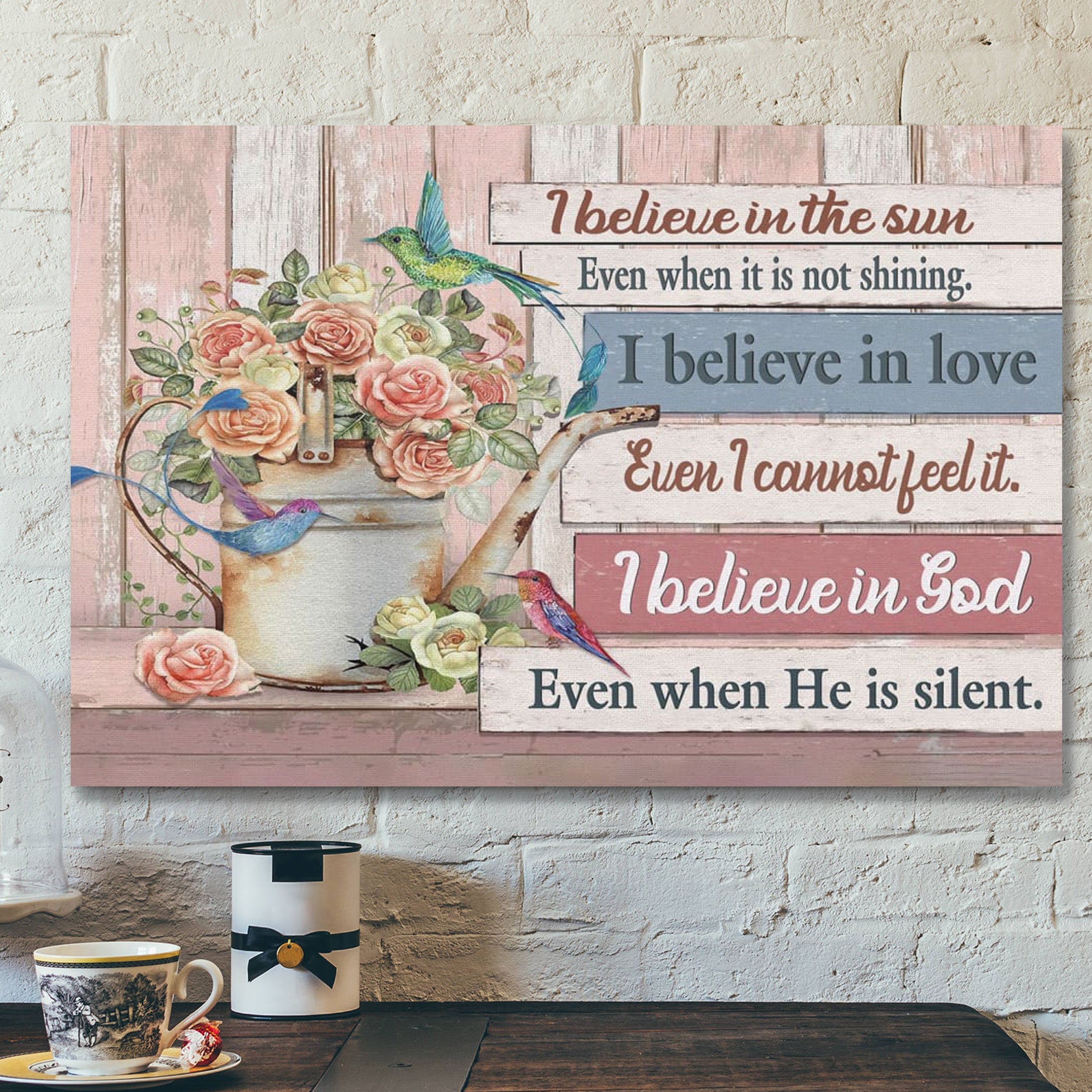 Bible Verse Canvas – I Believe In The Sun Even When It Is Not Shining Canvas Wall Art – Scripture Canvas Wall Art