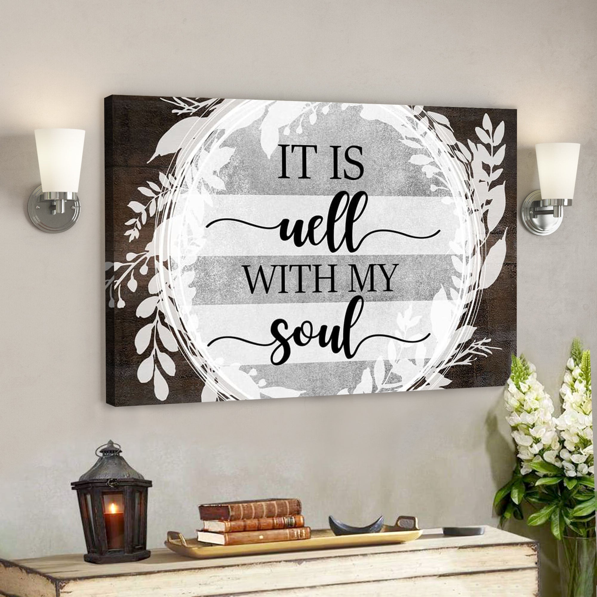 Bible Verse Canvas – It Is Well With My Soul Canvas Wall Art – Christian Hymn Lyrics Canvas – Scripture Canvas Wall Art