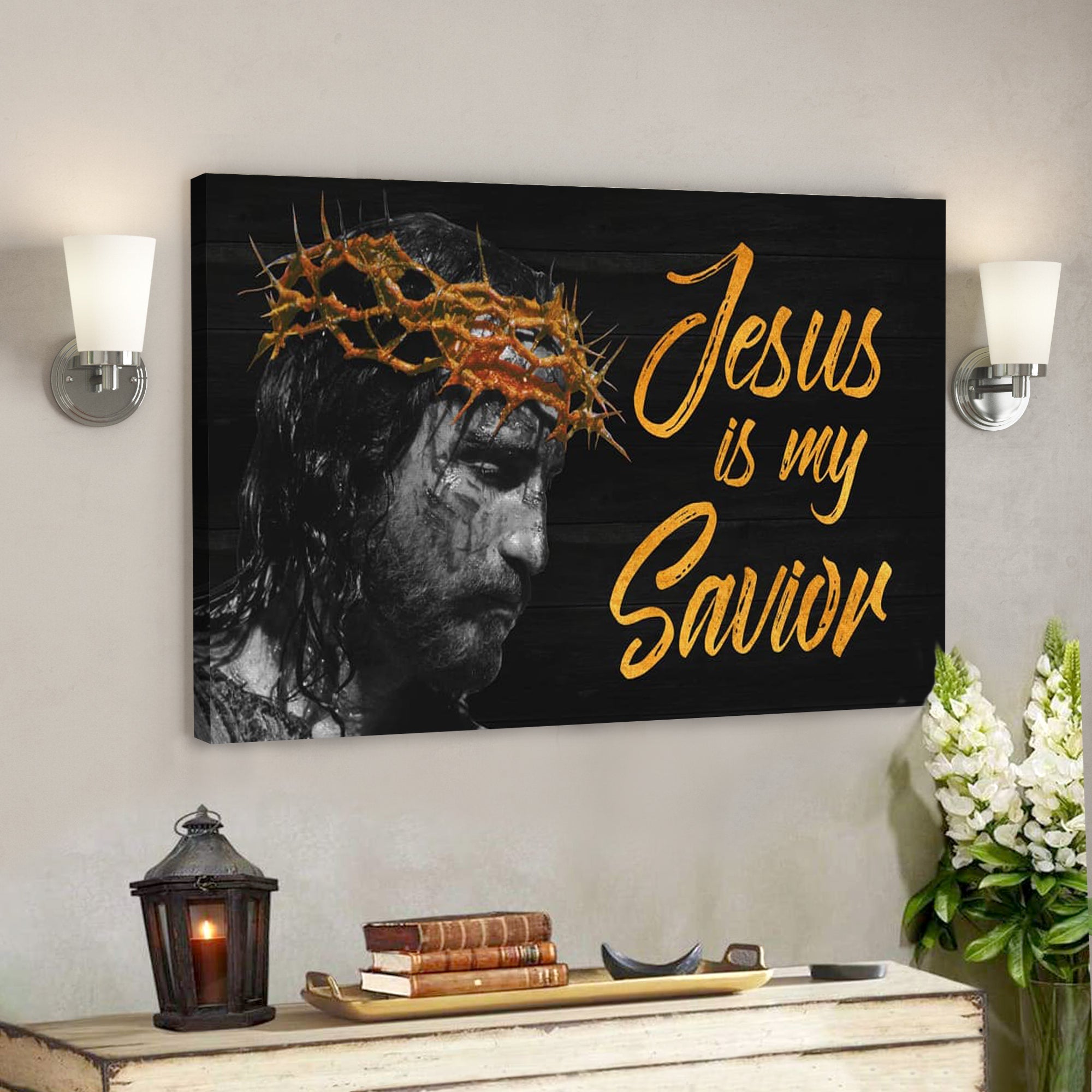 Bible Verse Canvas – Jesus Is My Savior Canvas Wall Art – Scripture Canvas Wall Art