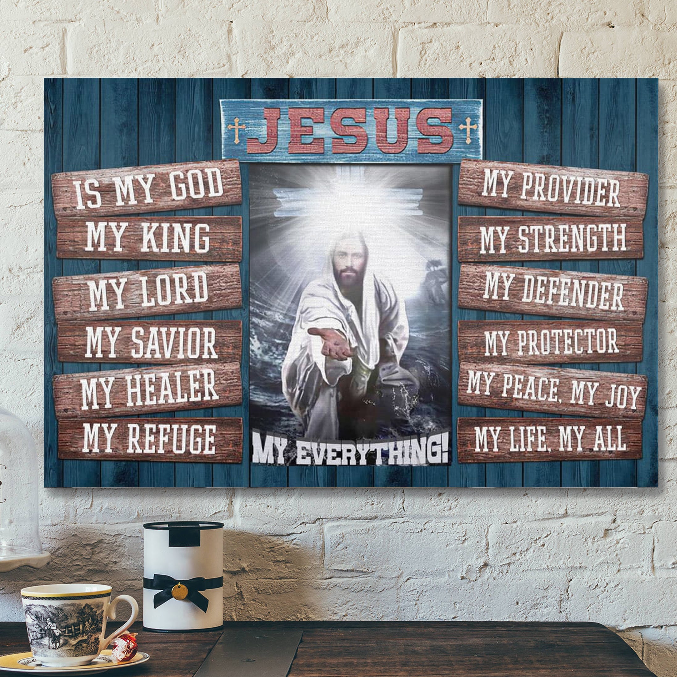 Bible Verse Canvas – Jesus My God My Lord My All Canvas Wall Art – Scripture Canvas Wall Art