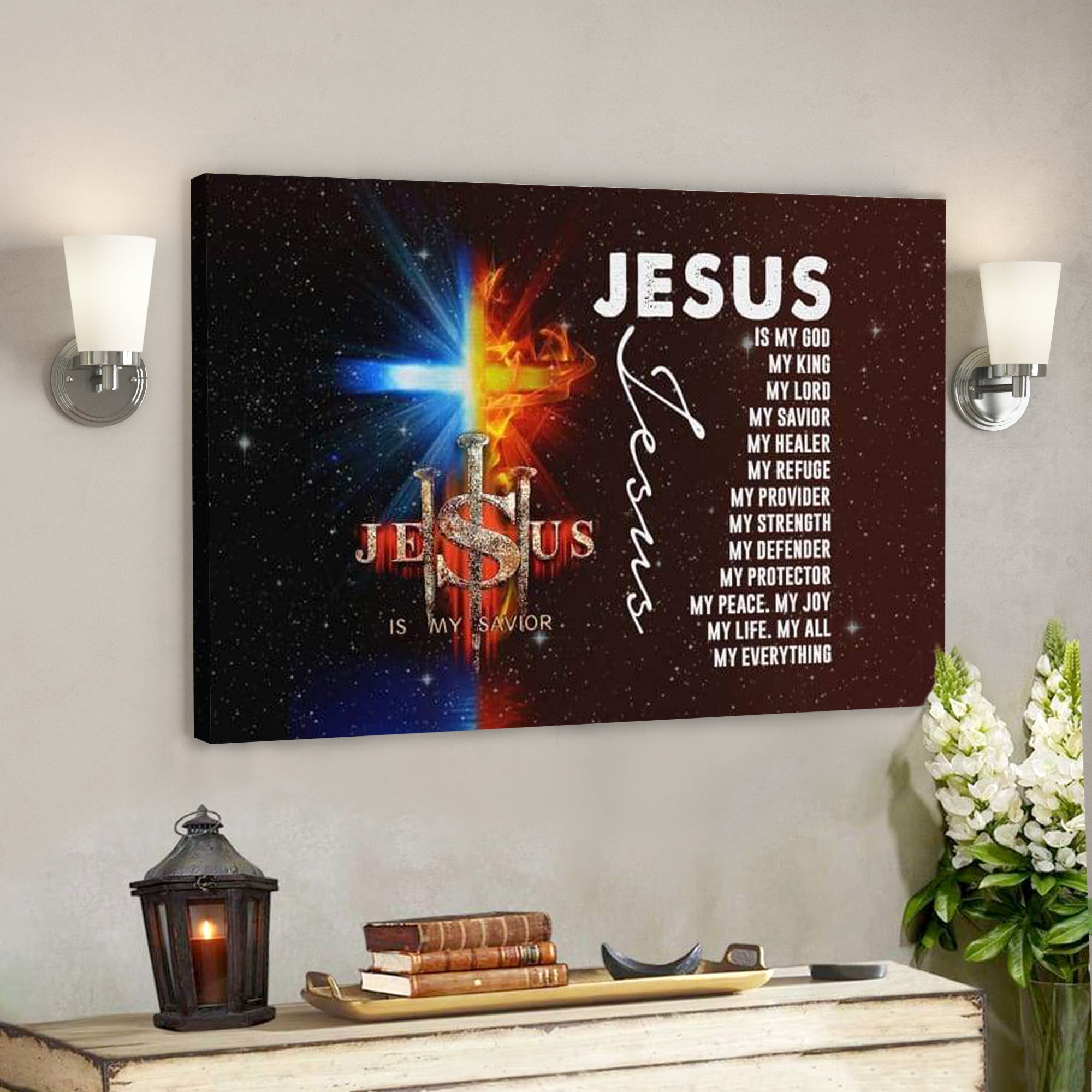 Bible Verse Canvas – Jesus My Lord My God My King My Everything Canvas Wall Art – Scripture Canvas Wall Art