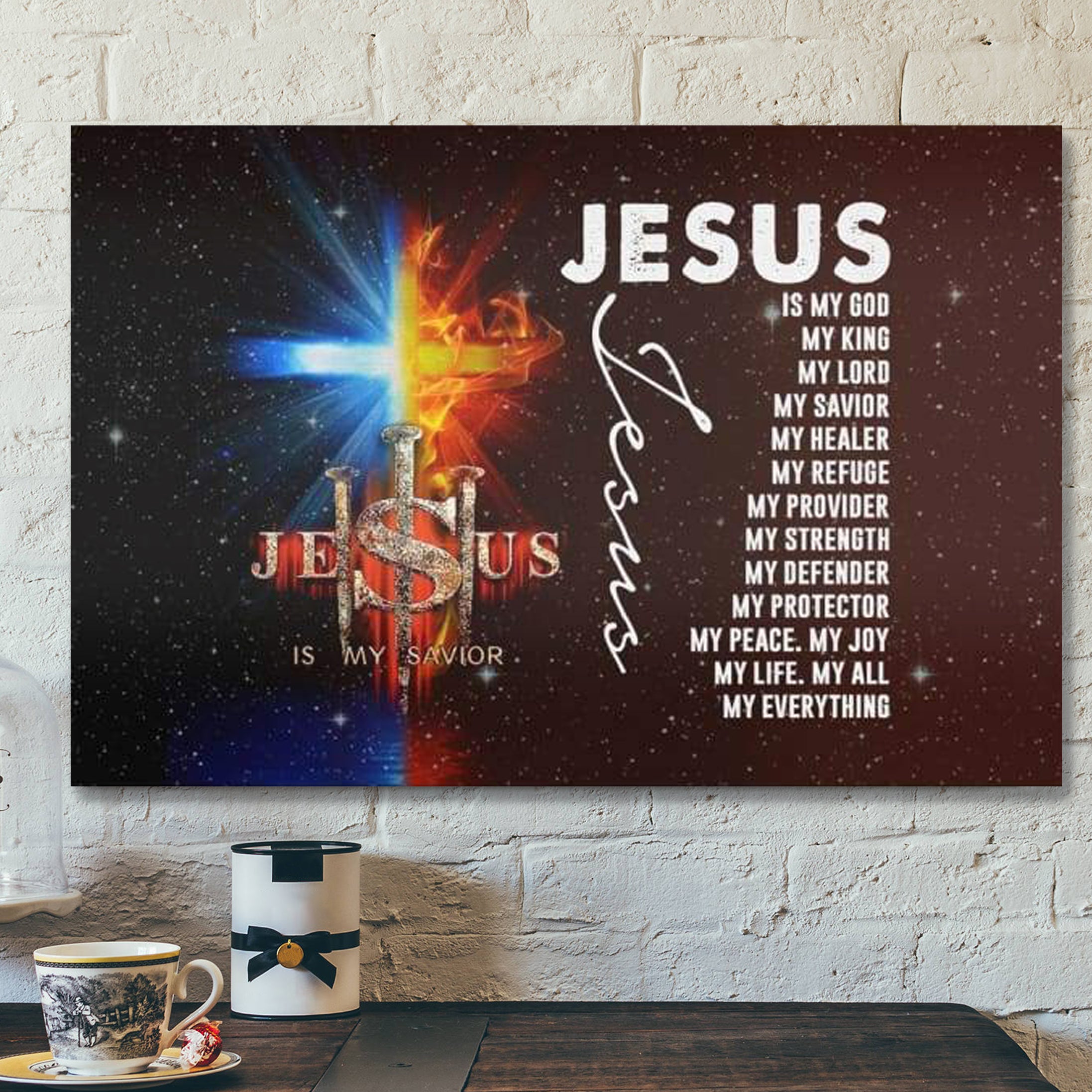 Bible Verse Canvas – Jesus My Lord My God My King My Everything Canvas Wall Art – Scripture Canvas Wall Art