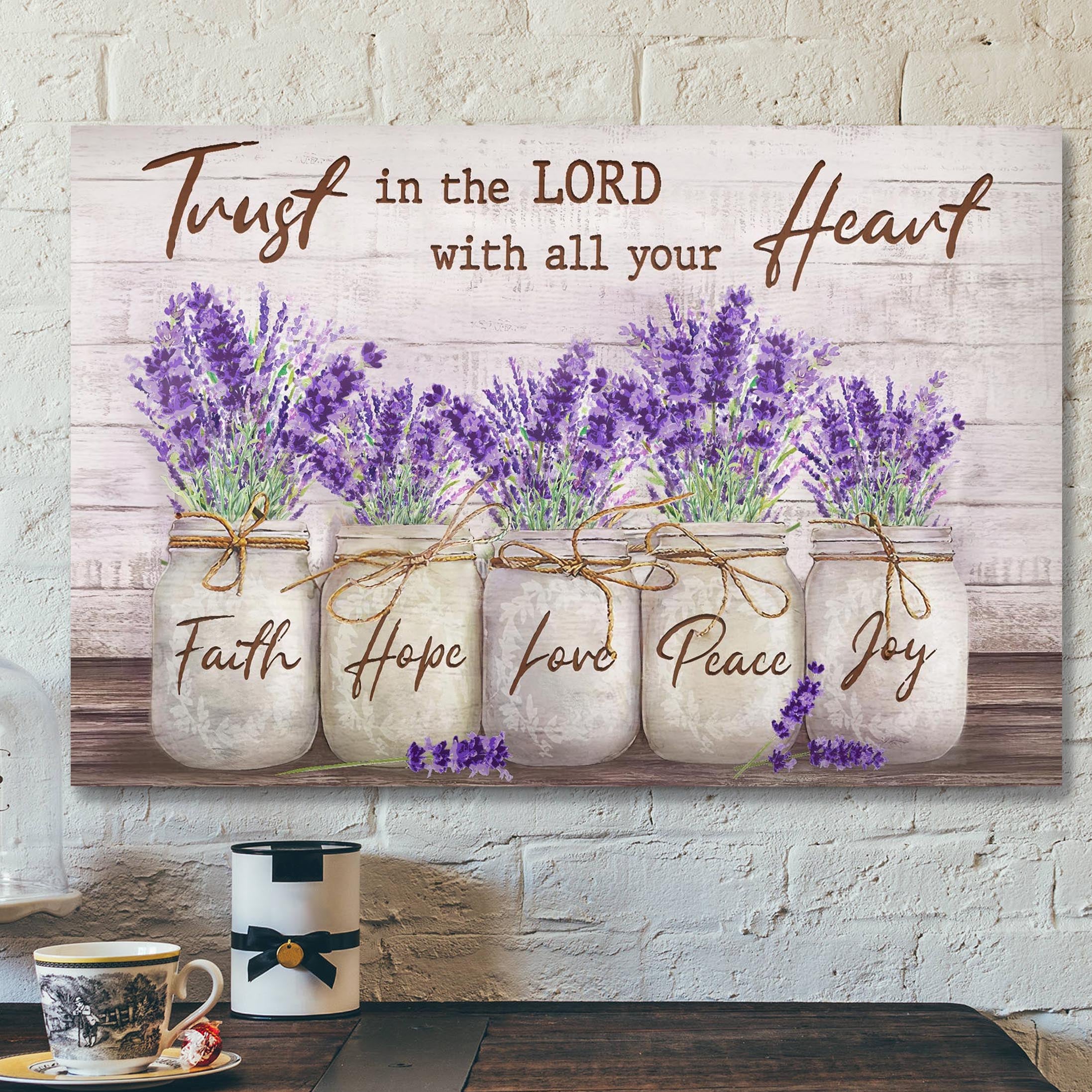 Bible Verse Canvas – Lavender Canvas – Trust In Lord With All Your Heart Canvas Wall Art