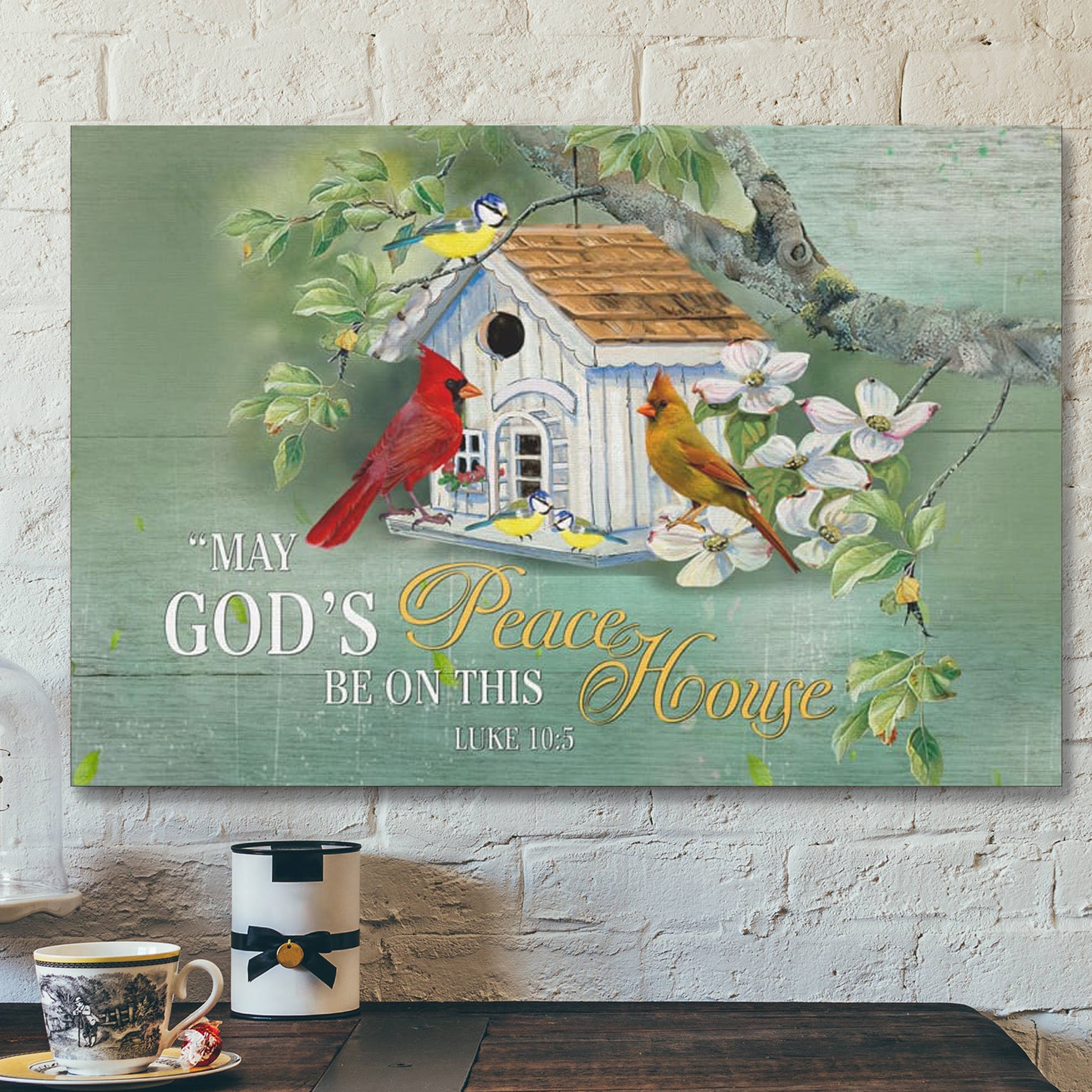 Bible Verse Canvas – Luke 105 May Gods Peace Be On This House Canvas Wall Art – Scripture Canvas Wall Art