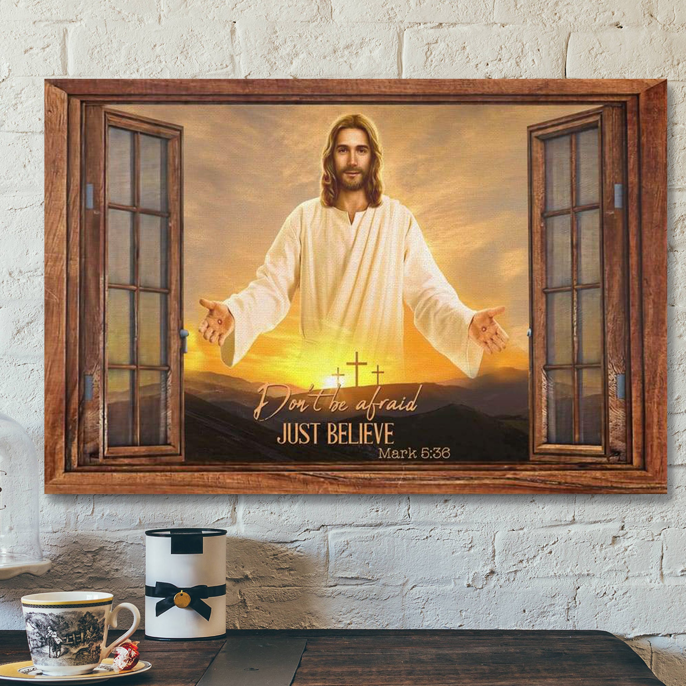 Bible Verse Canvas Prints – Don’t Be Afraid Just Believe Mark 5:36 Canvas