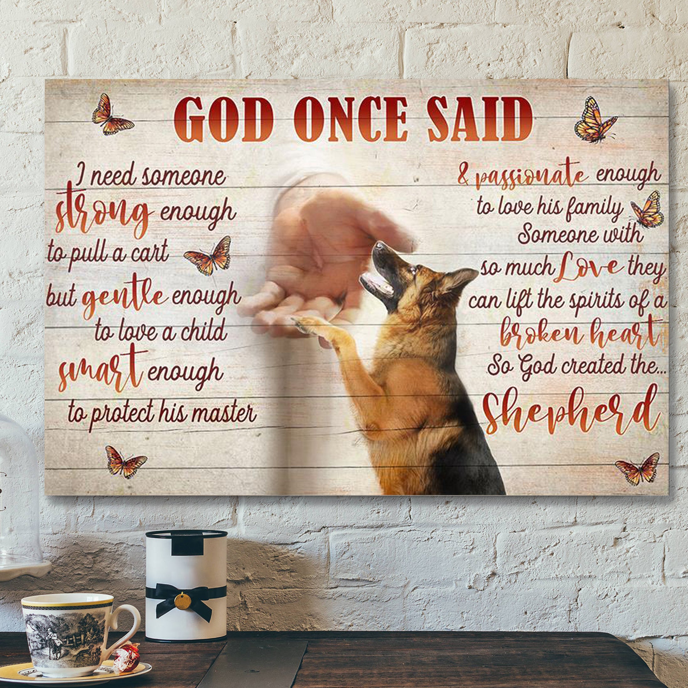 Bible Verse Canvas Prints – God Created The Shepherd German Take My Hand Jesus