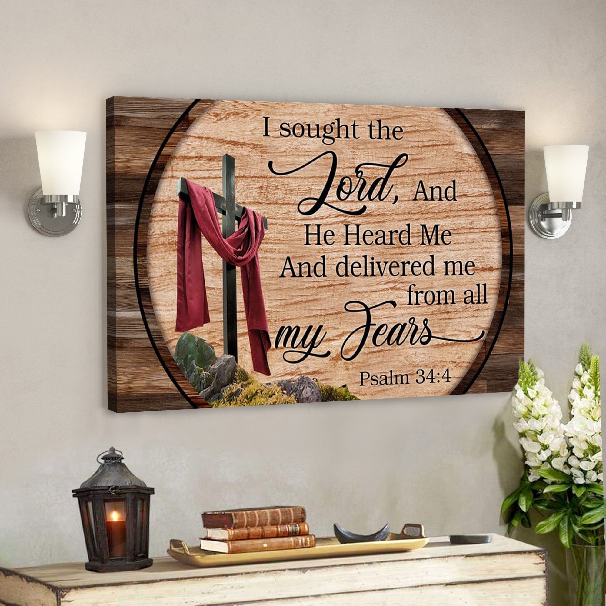 Bible Verse Canvas – Psalm 344 I Sought The Lord And He Heard Me Canvas Art – Scripture Canvas Wall Art