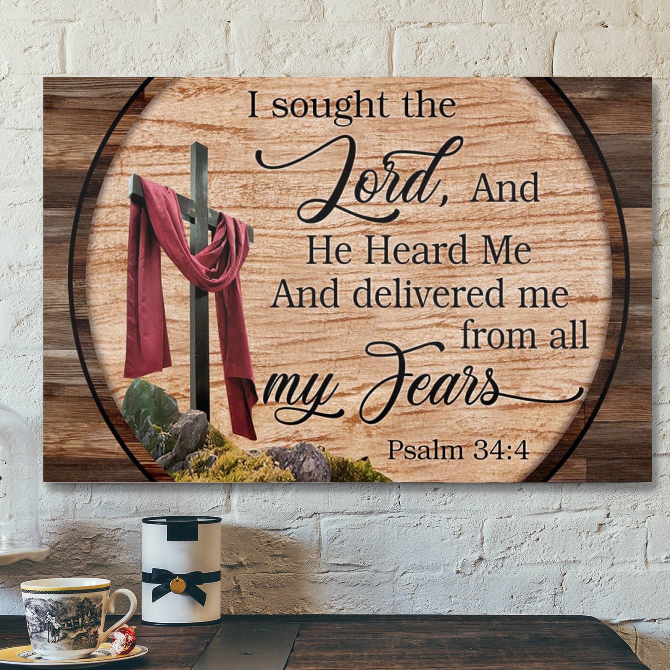 Bible Verse Canvas – Psalm 344 I Sought The Lord And He Heard Me Canvas Art – Scripture Canvas Wall Art