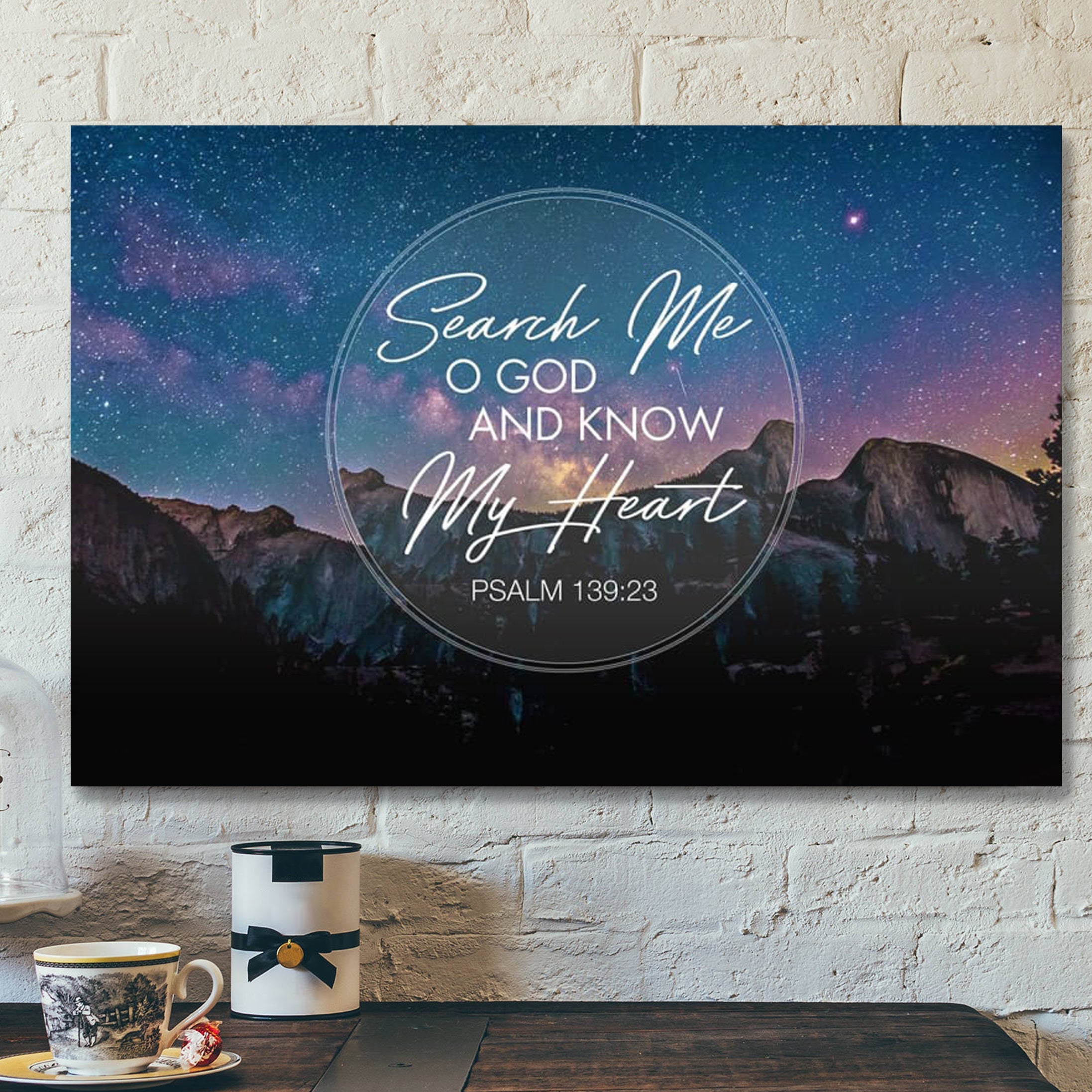 Bible Verse Canvas – Search Me O God And Know My Heart Psalm 13923 Canvas – Scripture Canvas Wall Art