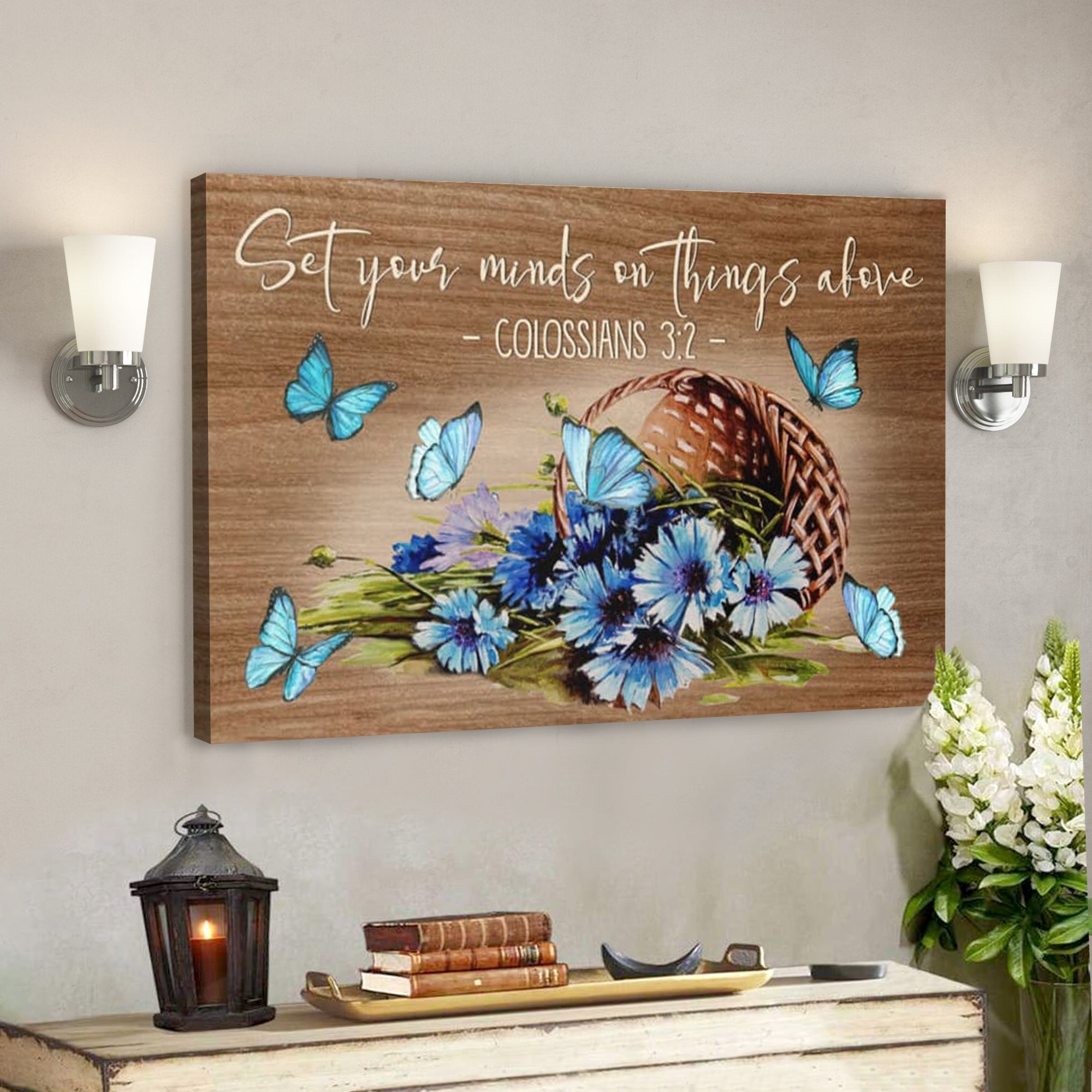 Bible Verse Canvas – Set Your Minds On Things Above Colossians 32 Canvas – Scripture Canvas Wall Art