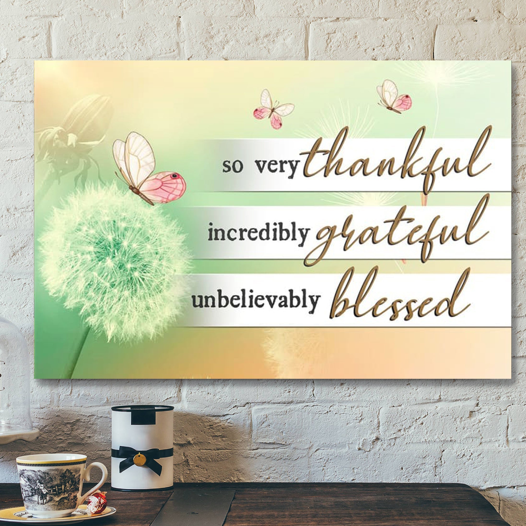 Bible Verse Canvas – So Very Thankful Incredibly Grateful Unbelievably Blessed Canvas Wall Art – Scripture Canvas Wall Art