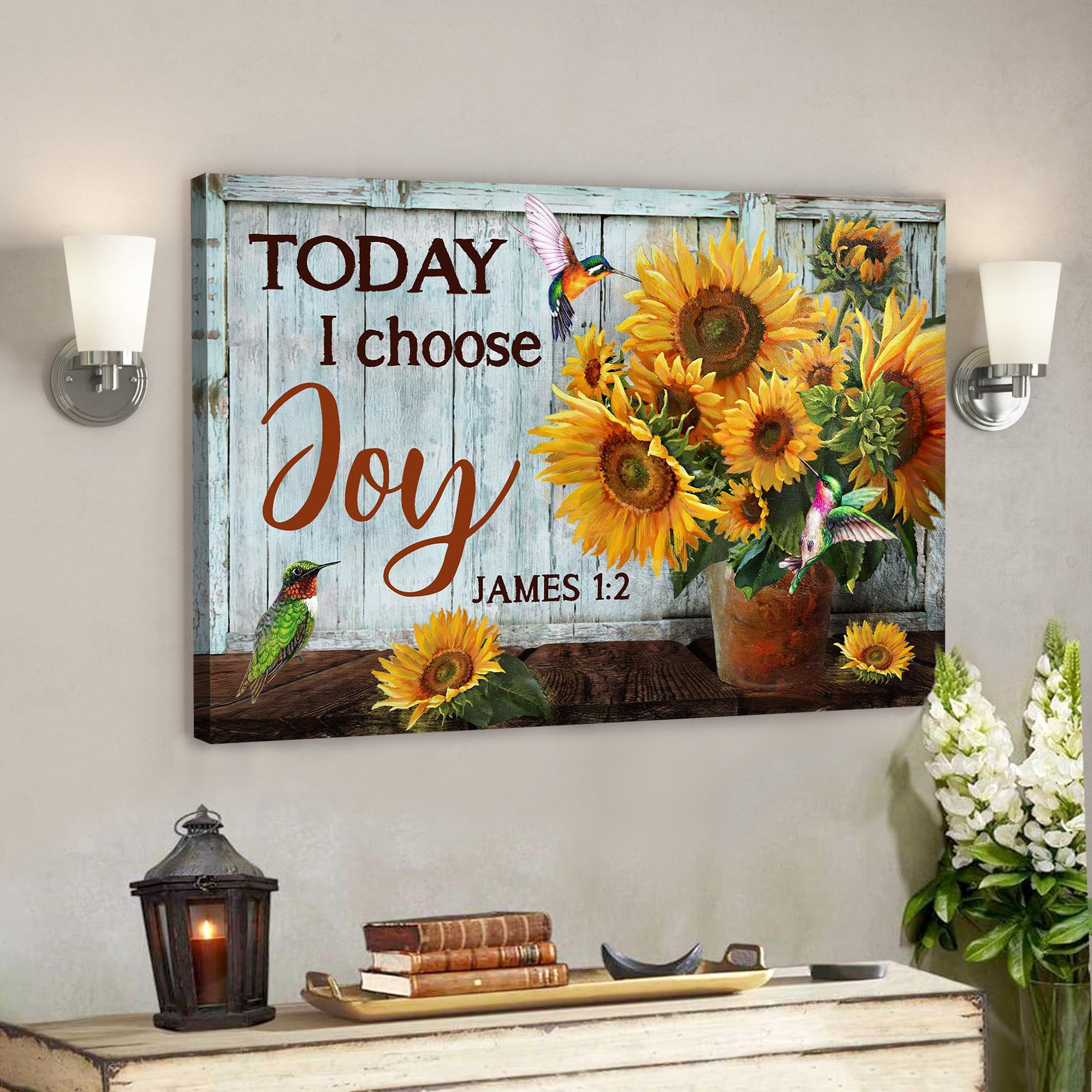 Bible Verse Canvas – Sunflower Pot – Today I Choose Joy Canvas Wall Art – Scripture Canvas Wall Art