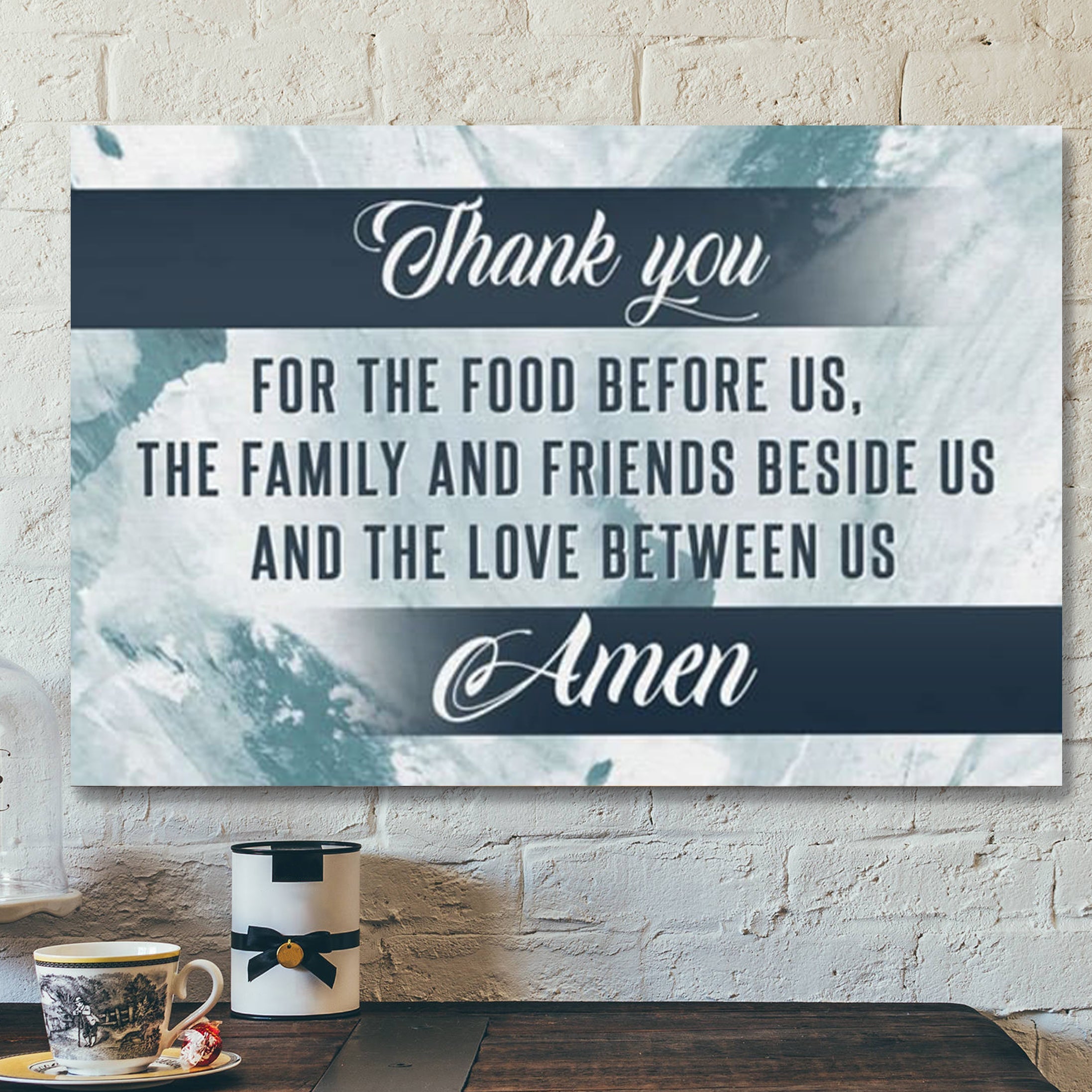 Bible Verse Canvas – Thank You For The Food Before Us Christian Canvas Wall Art – Scripture Canvas Wall Art