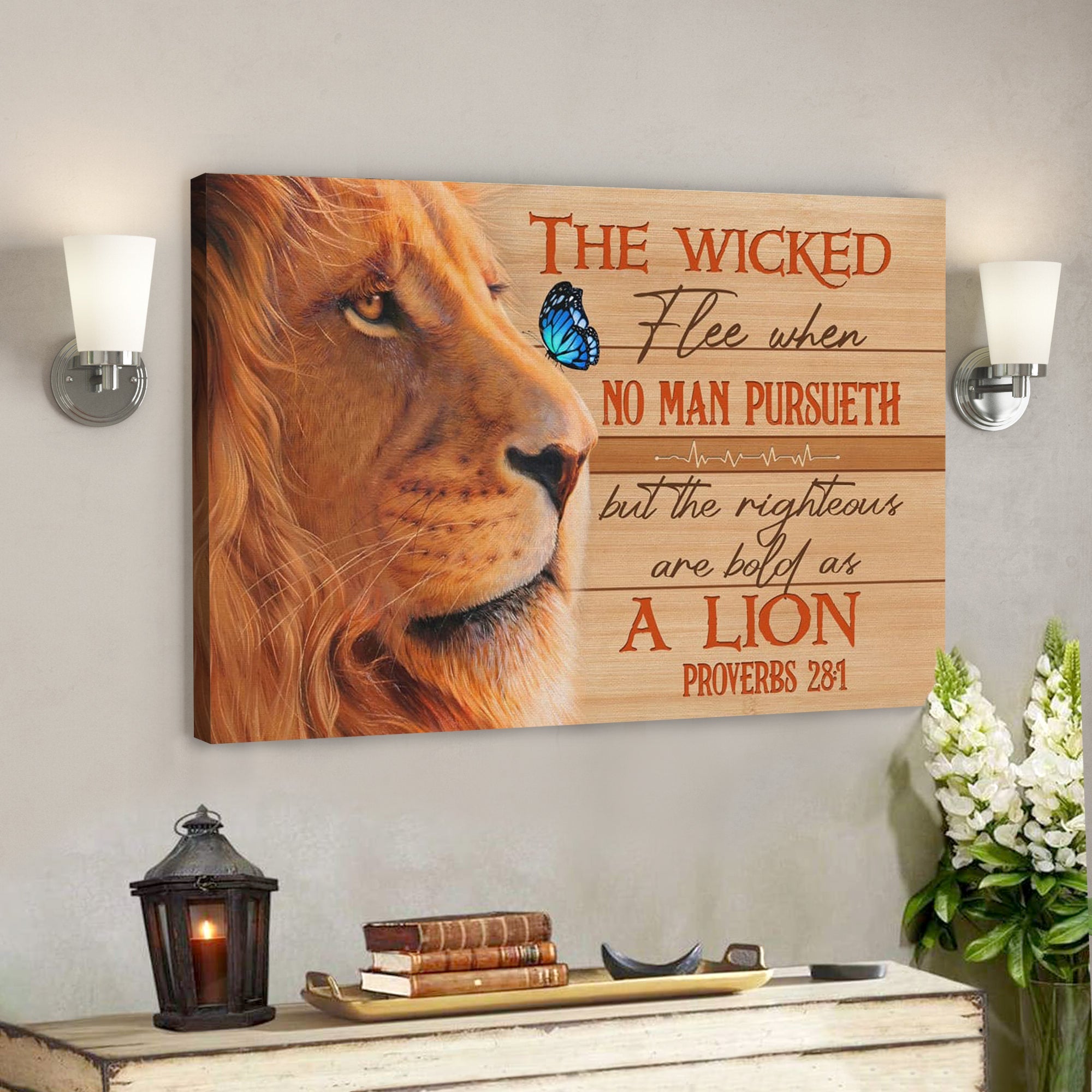 Bible Verse Canvas – The Righteous Are Bold As A Lion Proverbs 281 Canvas – Scripture Canvas Wall Art