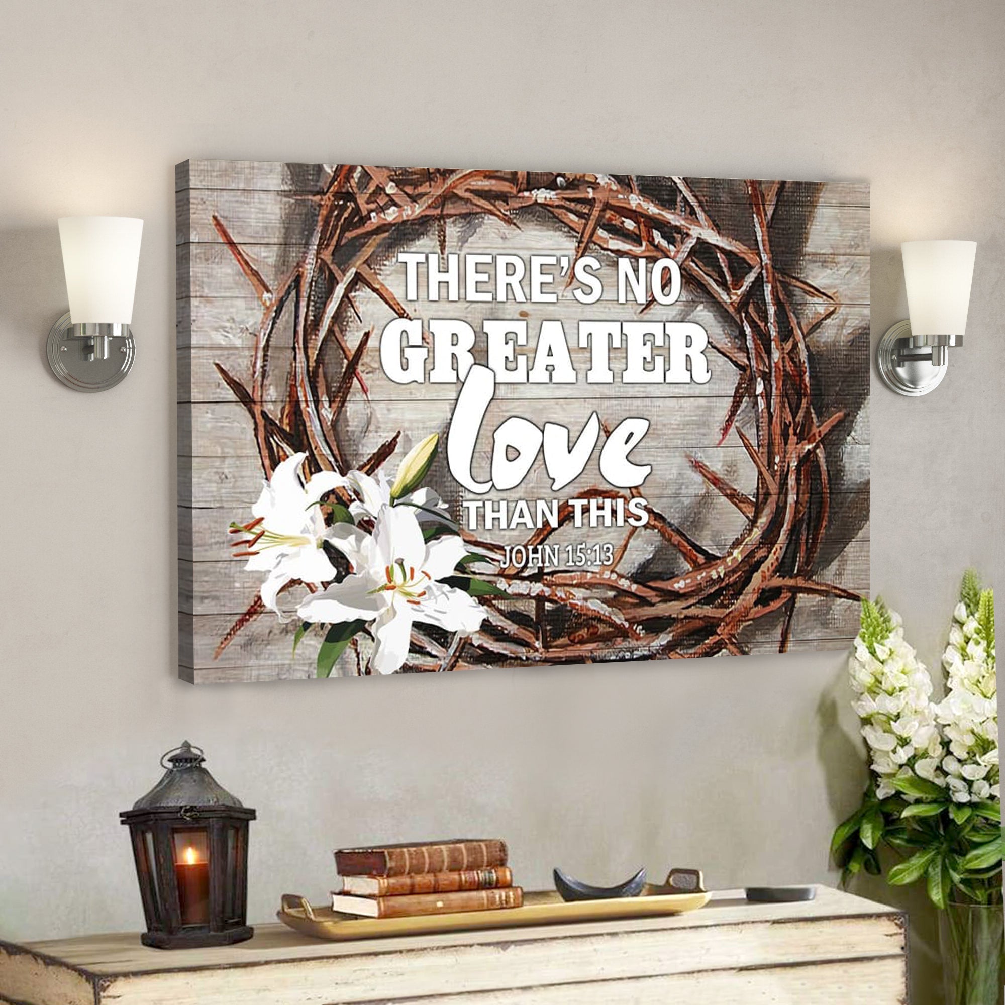 Bible Verse Canvas – There Is No Greater Love Than This John 1513 Canvas – Scripture Canvas Wall Art