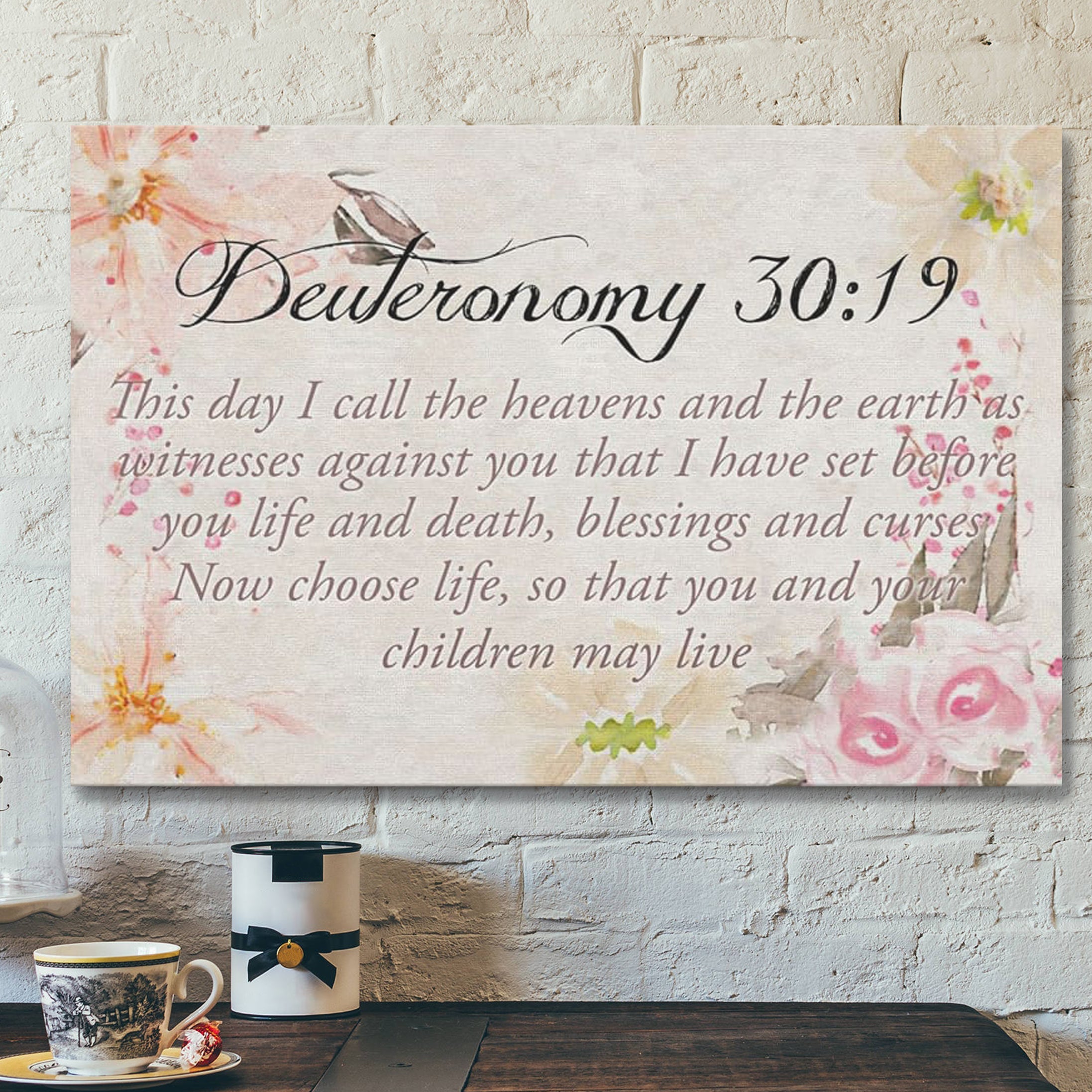 Bible Verse Canvas – This Day I Call The Heavens And The Earth Deuteronomy 30 19 Canvas – Scripture Canvas Wall Art