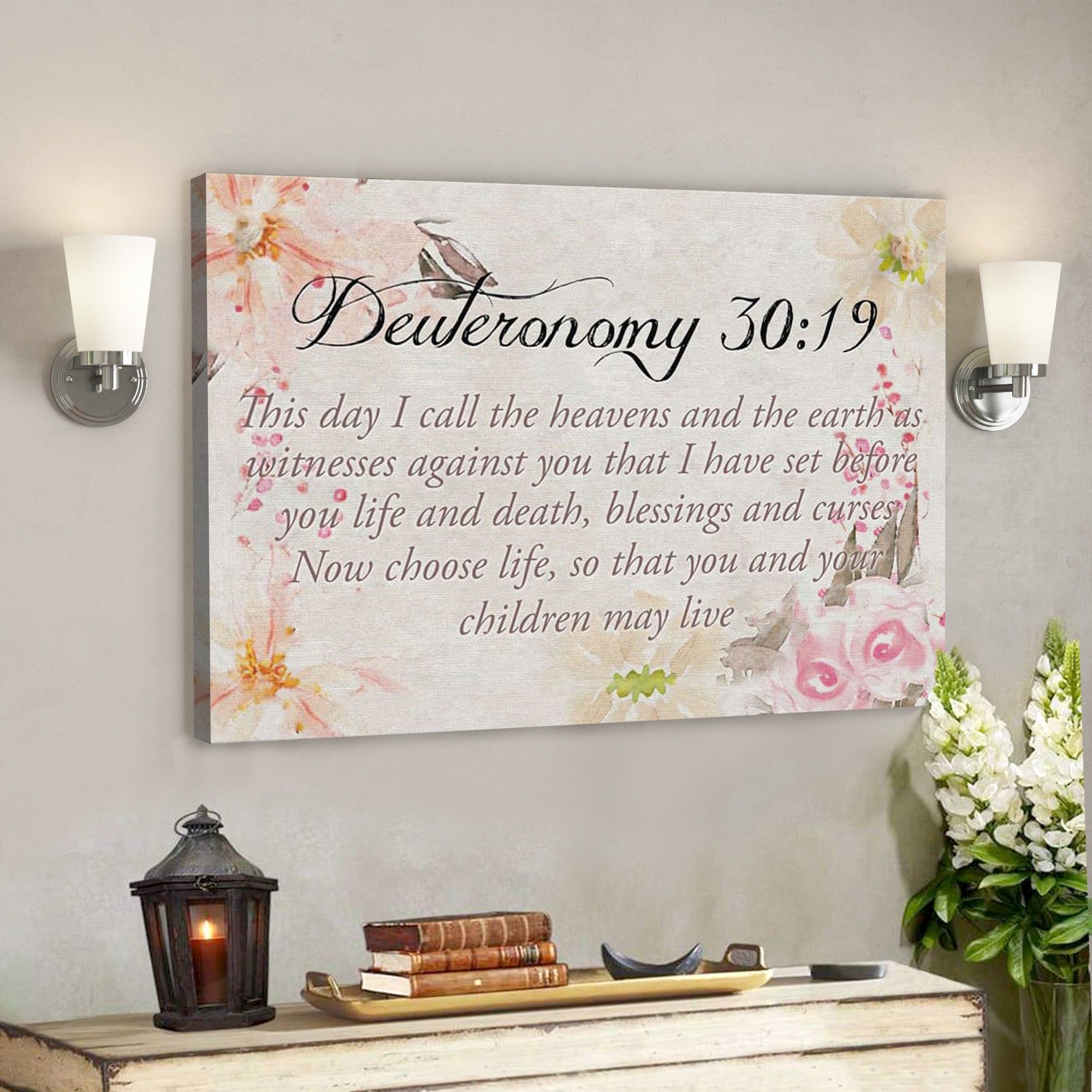 Bible Verse Canvas – This Day I Call The Heavens And The Earth Deuteronomy 30 19 Canvas – Scripture Canvas Wall Art