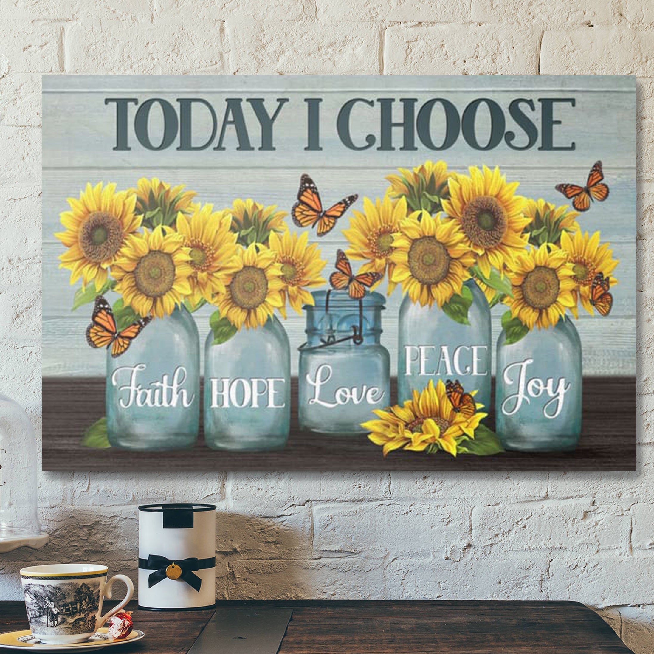 Bible Verse Canvas – Today I Choose Faith Hope Love Peace Joy Wall Art Canvas – Scripture Canvas Wall Art