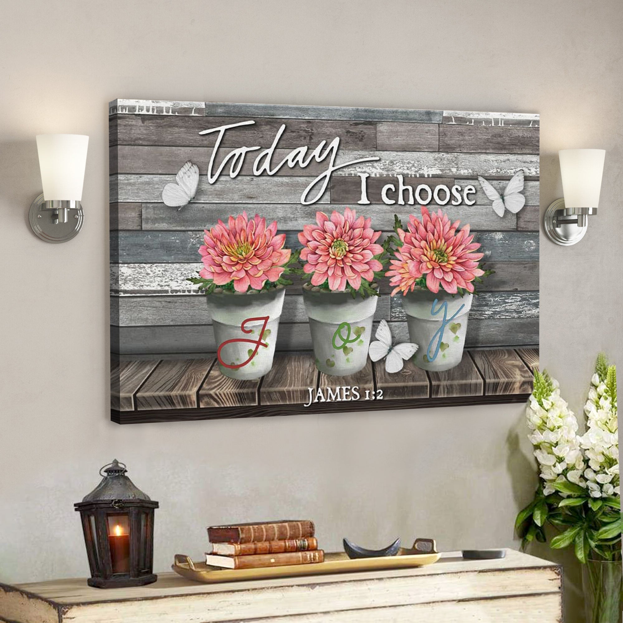 Bible Verse Canvas – Today I Choose Joy James 12 Canvas Wall Art – Scripture Canvas Wall Art