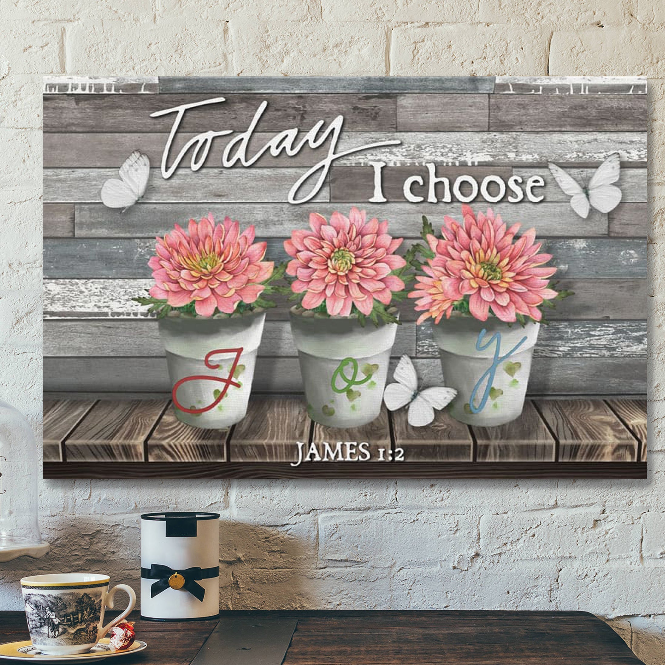 Bible Verse Canvas – Today I Choose Joy James 12 Canvas Wall Art – Scripture Canvas Wall Art