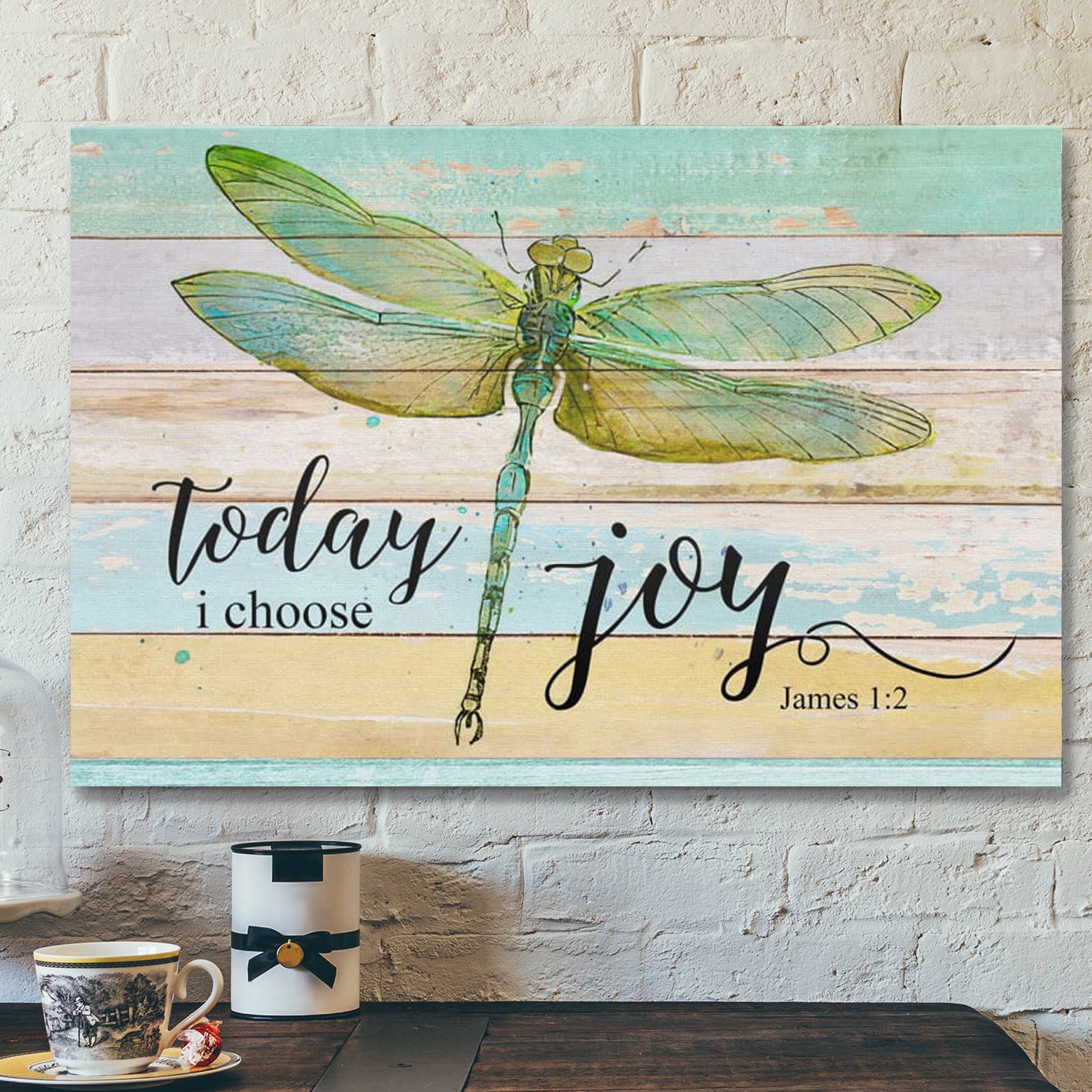 Bible Verse Canvas – Today I Choose Joy James 12 Dragonfly Canvas Wall Art – Scripture Canvas Wall Art