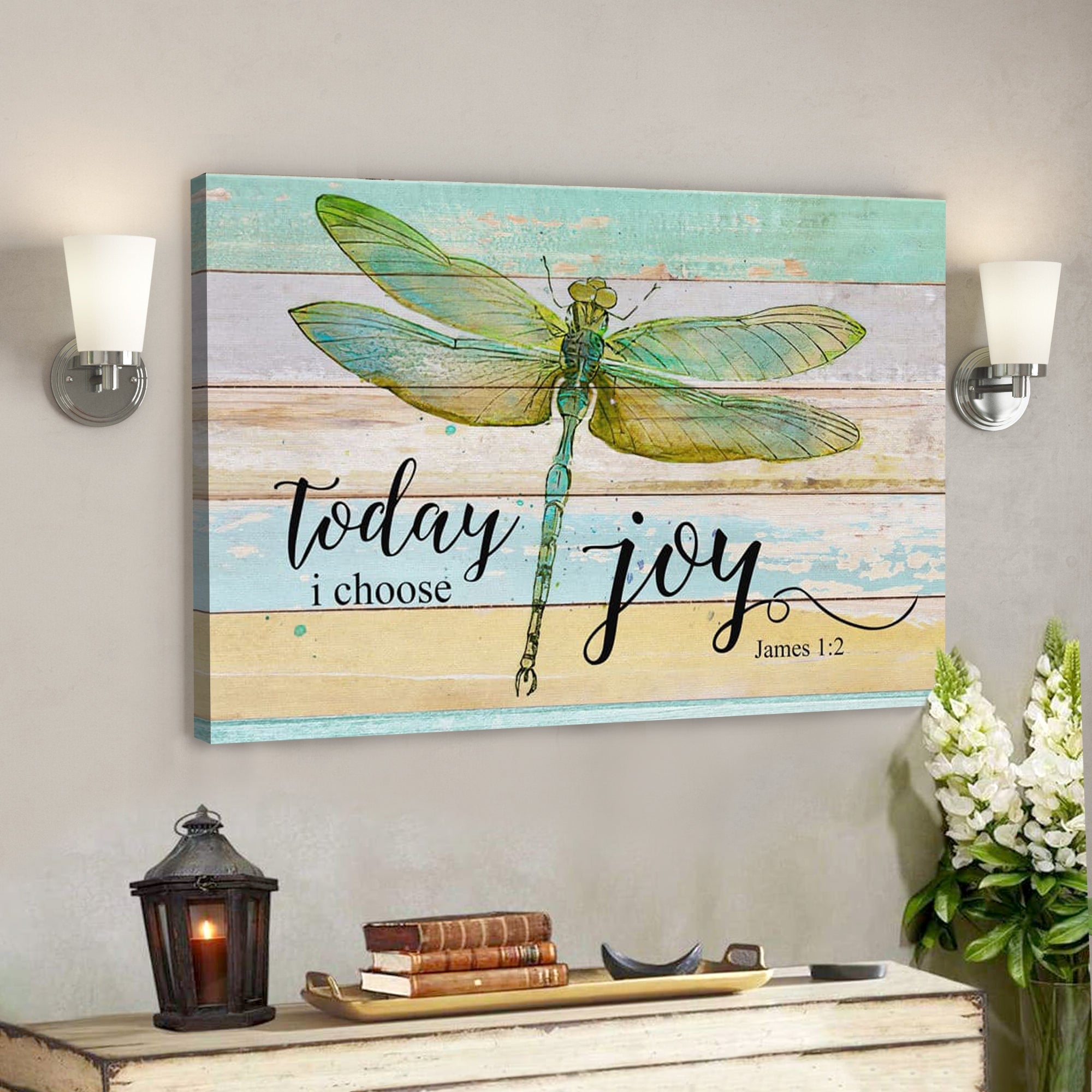 Bible Verse Canvas – Today I Choose Joy James 12 Dragonfly Canvas Wall Art – Scripture Canvas Wall Art