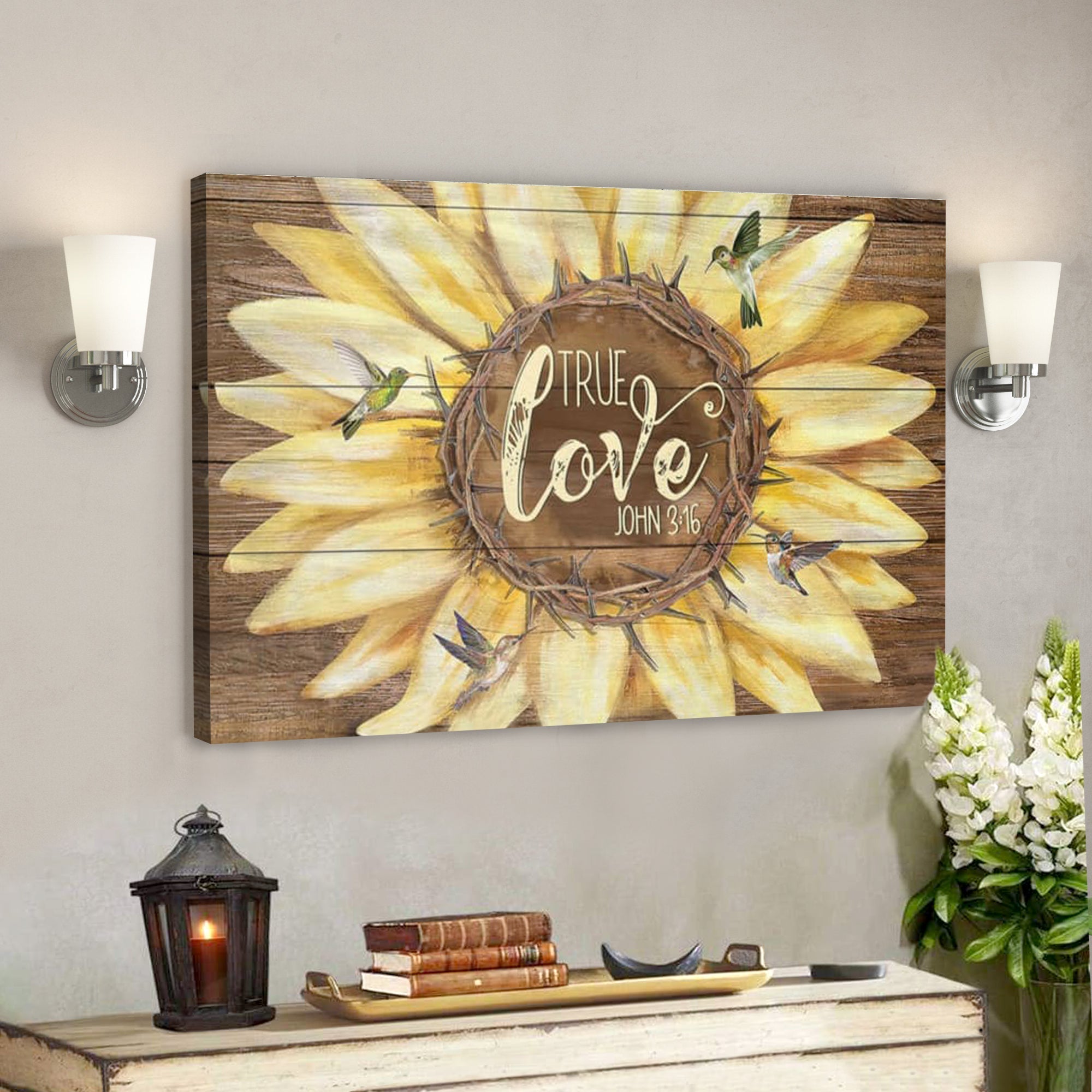 Bible Verse Canvas – True Love John 316 Wall Art Canvas – Scripture Canvas Wall Art