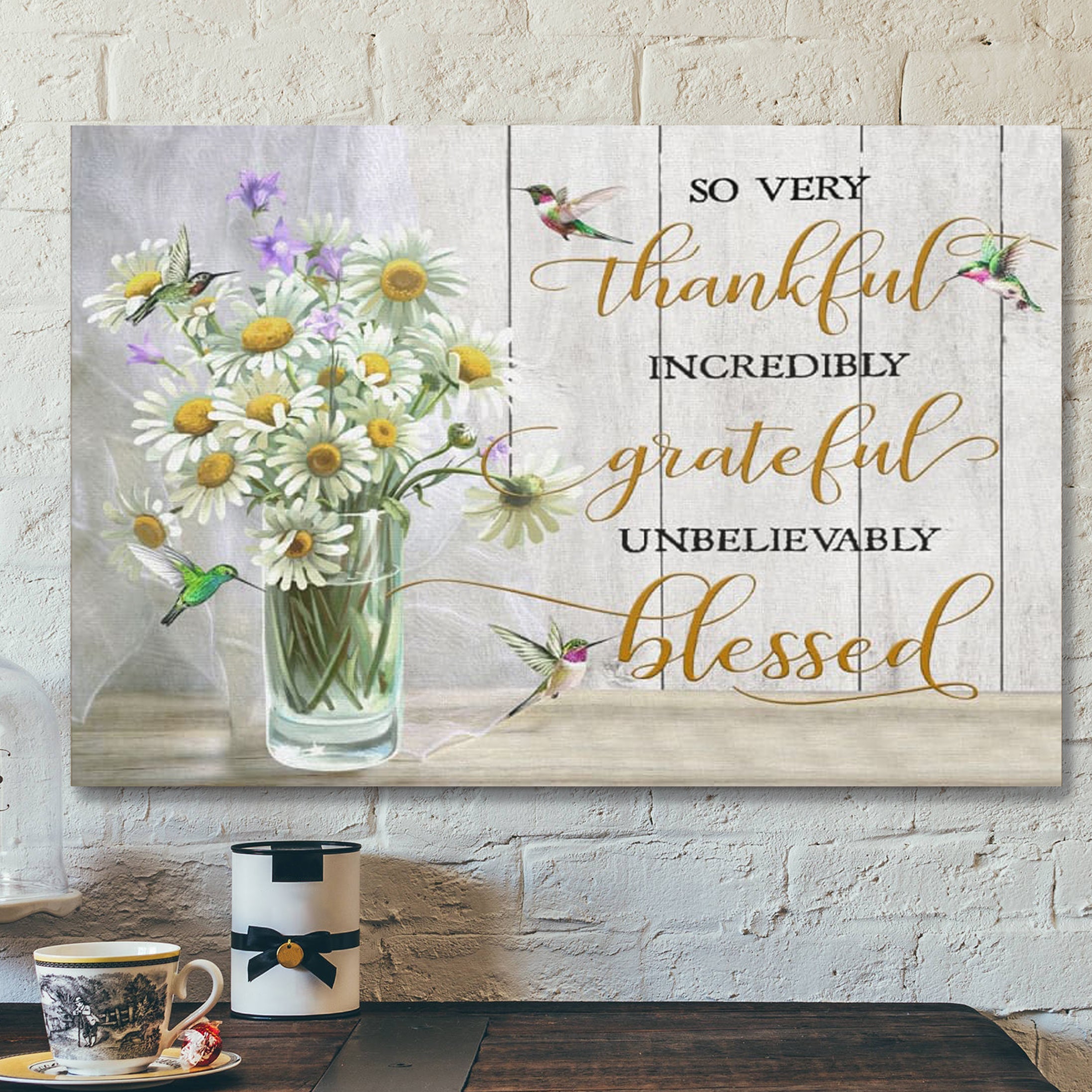 Bible Verse Canvas – Very Thankful Incredibly Grateful Unbelievably Blessed Canvas Wall Art – Scripture Canvas Wall Art