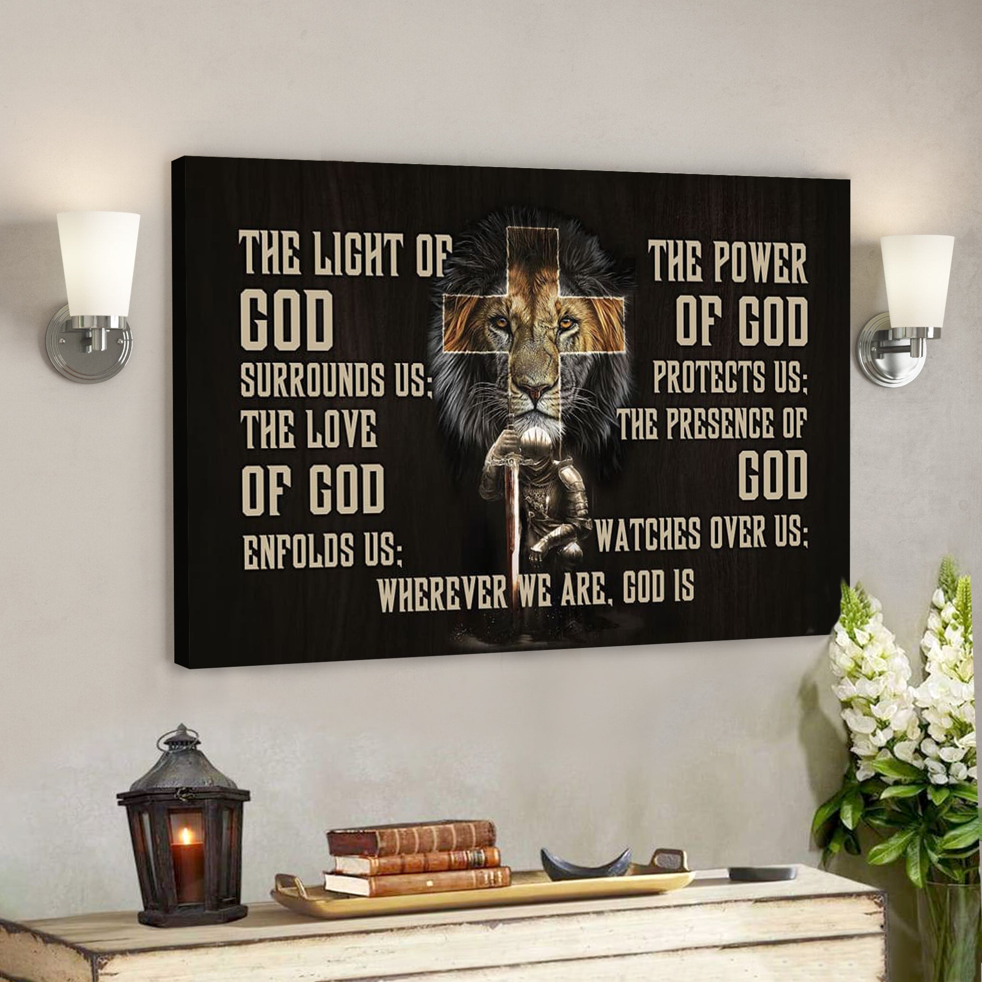 Bible Verse Canvas – Warrior Lion Of Judah Canvas Warrior Prayer For Protection Wall Art Canvas Print – Scripture Canvas Wall Art