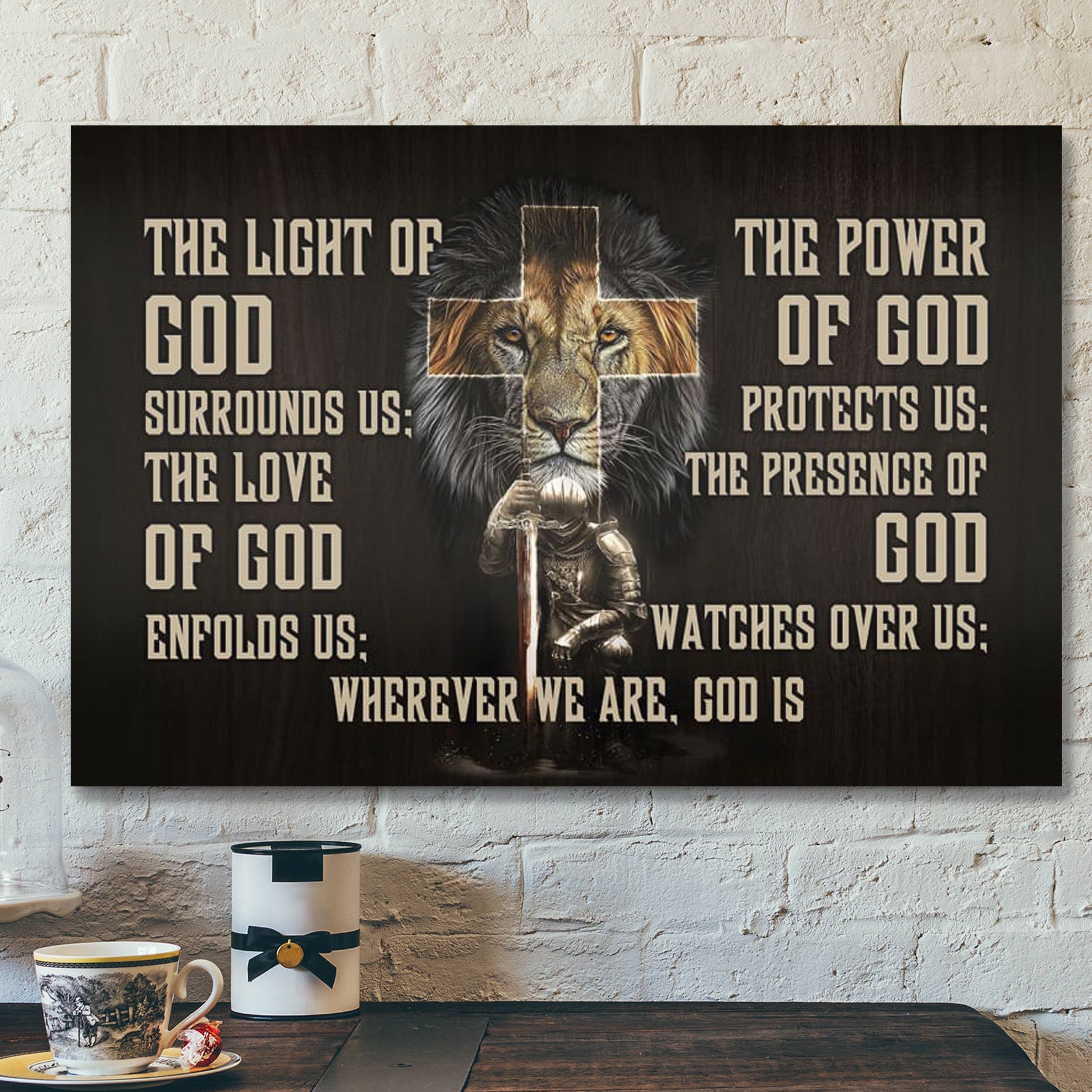 Bible Verse Canvas – Warrior Lion Of Judah Canvas Warrior Prayer For Protection Wall Art Canvas Print – Scripture Canvas Wall Art