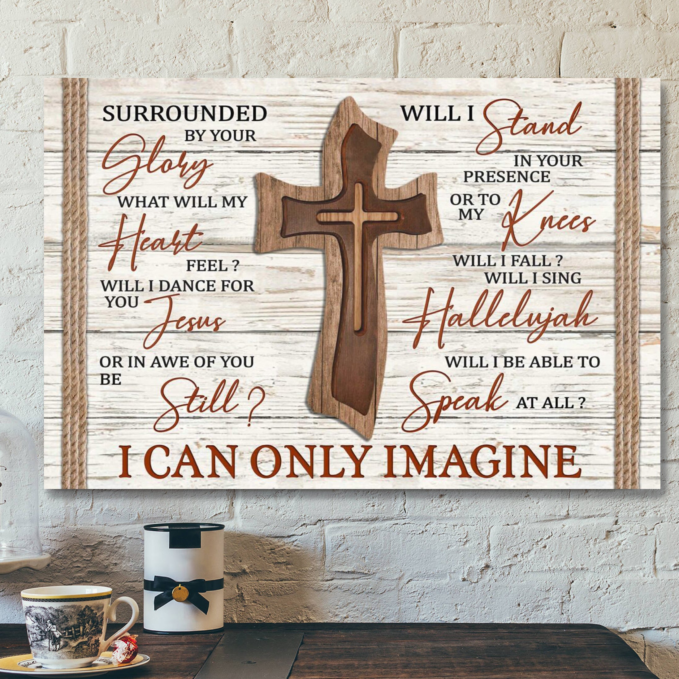 Bible Verse Canvas – Wooden Cross Canvas – I Can Only Imagine Canvas Wall Art – Scripture Canvas Wall Art