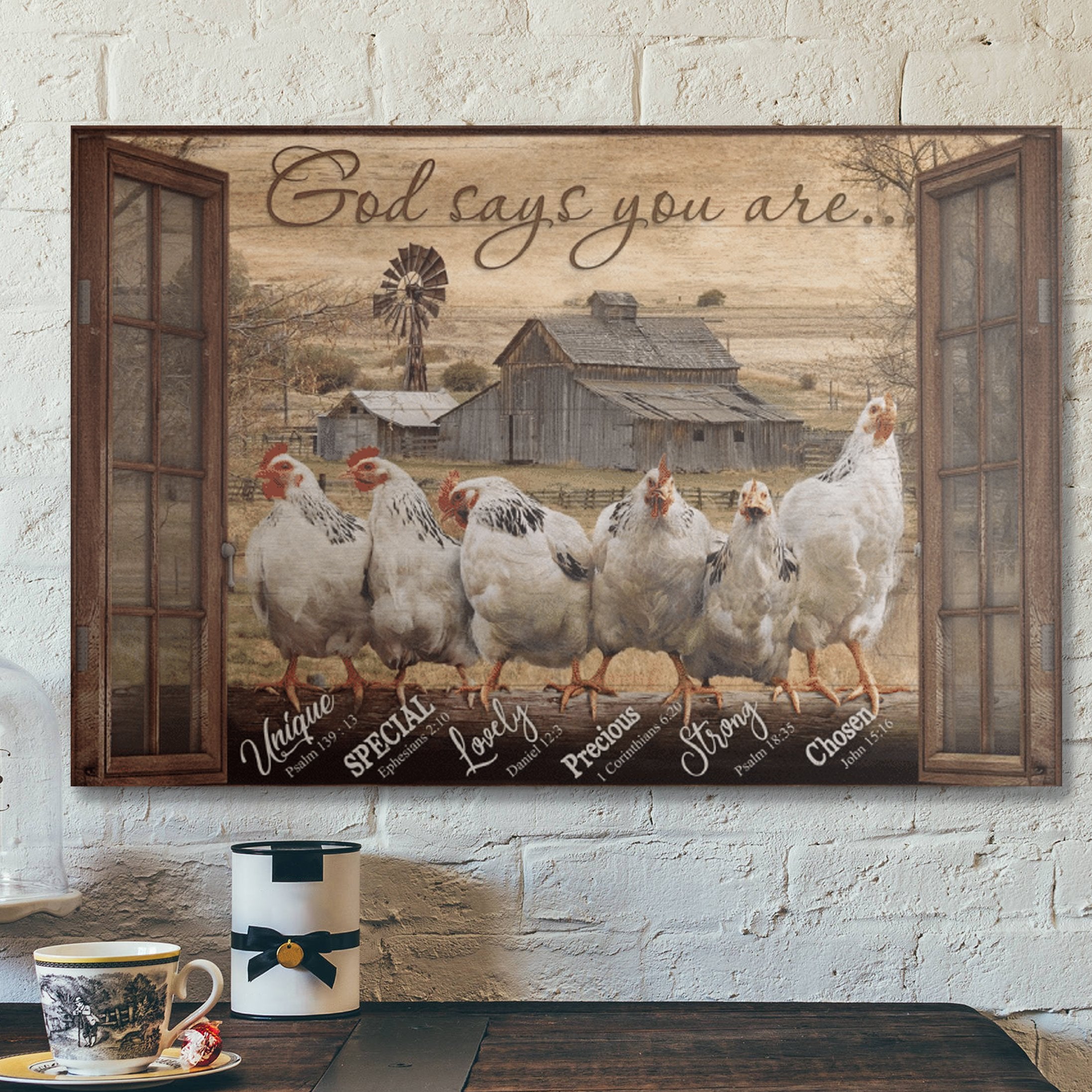 Bible Verse Wall Art Canvas – Amazing Chicken – God Says You Are Canvas