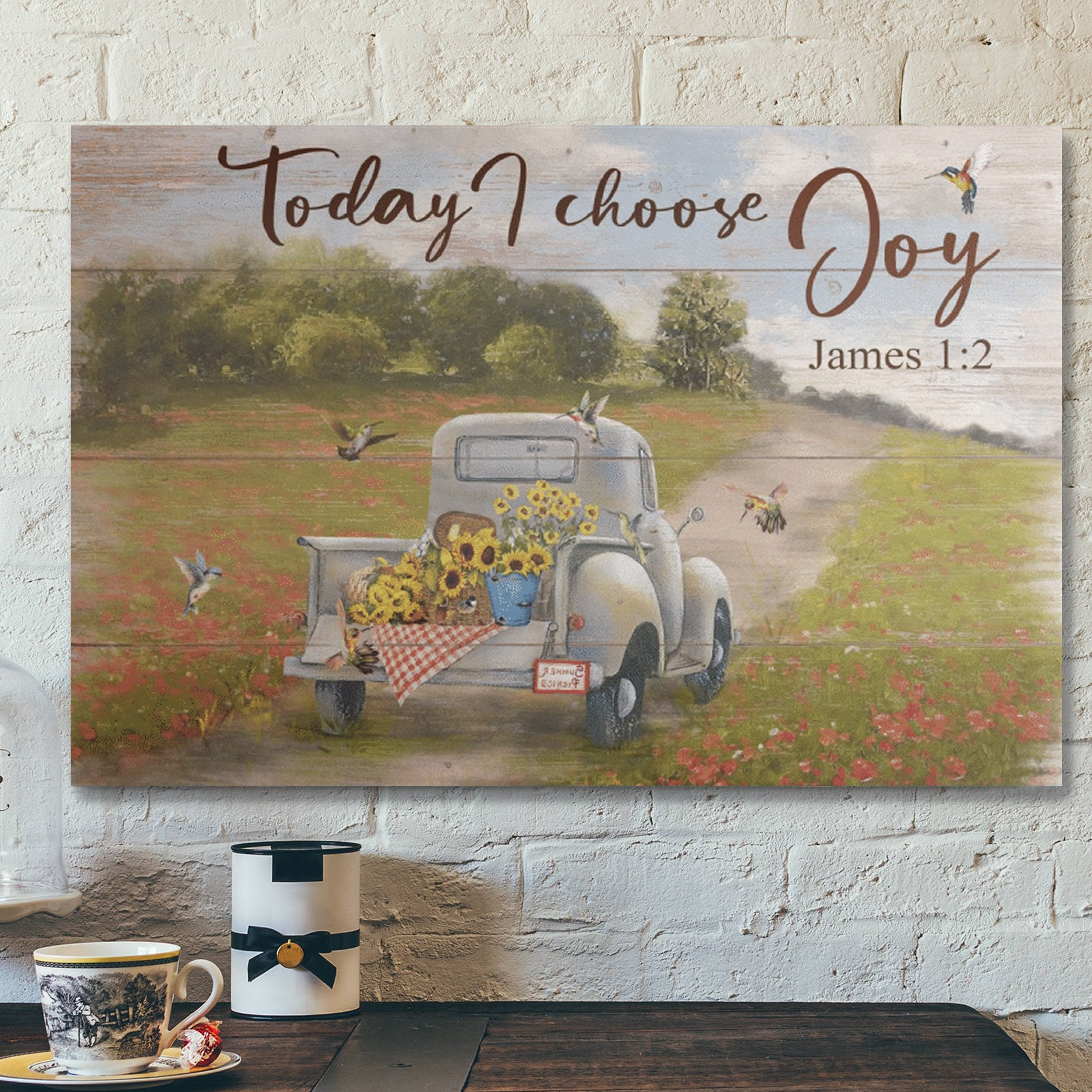 Bible Verse Wall Art Canvas – Beautiful Car – Today I Choose Joy Canvas