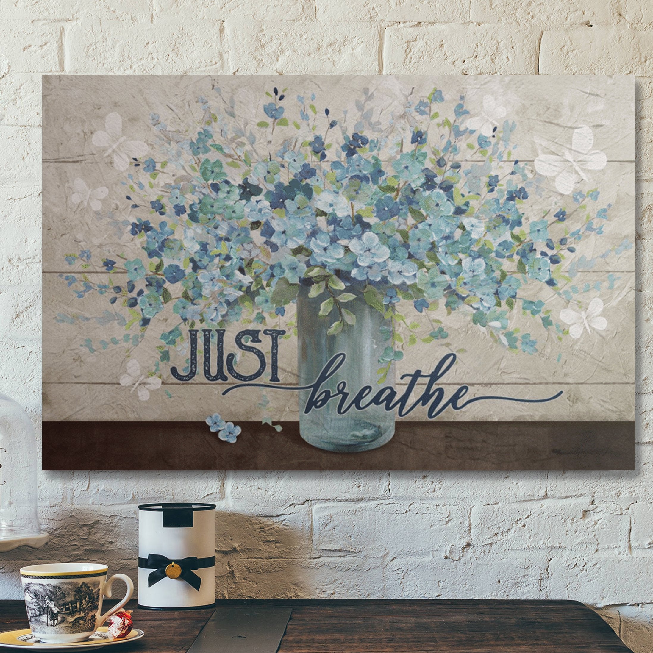 Bible Verse Wall Art Canvas – Beautiful Flower – Just Breathe Canvas