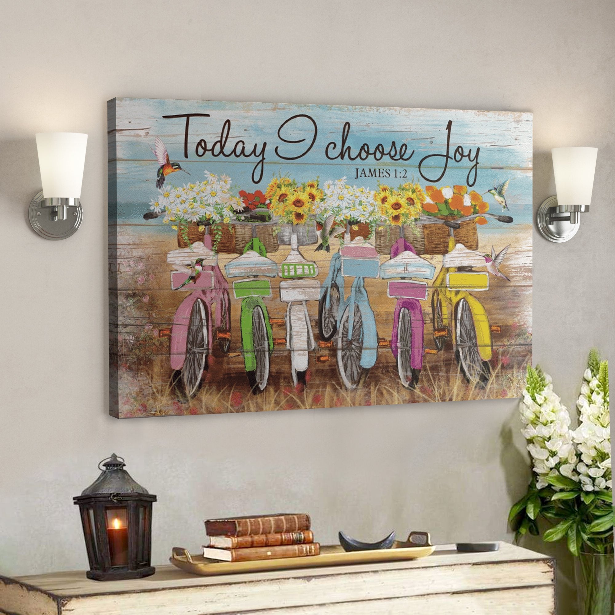 Bible Verse Wall Art Canvas – Bicycle – Today I Choose Joy Canvas