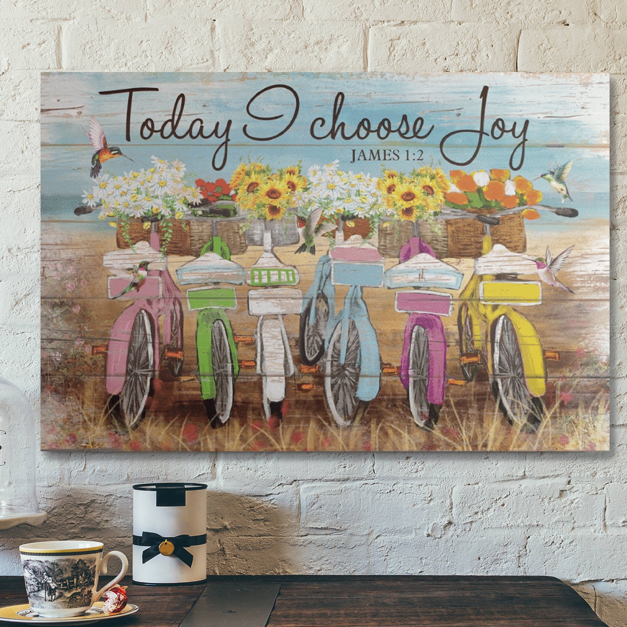 Bible Verse Wall Art Canvas – Bicycle – Today I Choose Joy Canvas