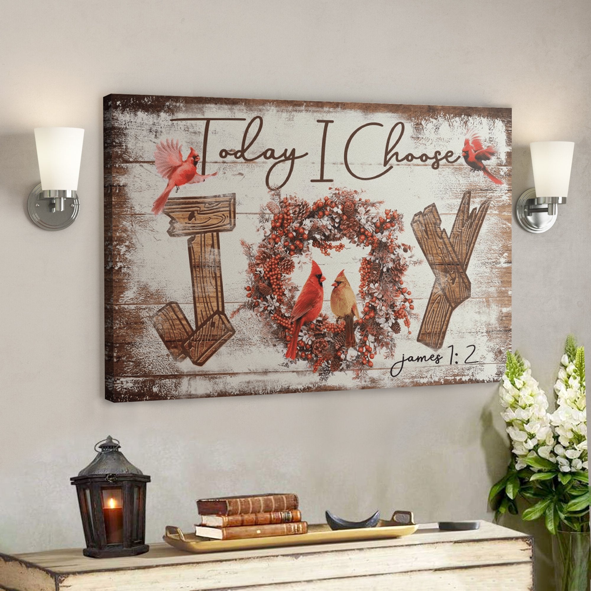 Bible Verse Wall Art Canvas – Cardinal – Today I Choose Joy Canvas