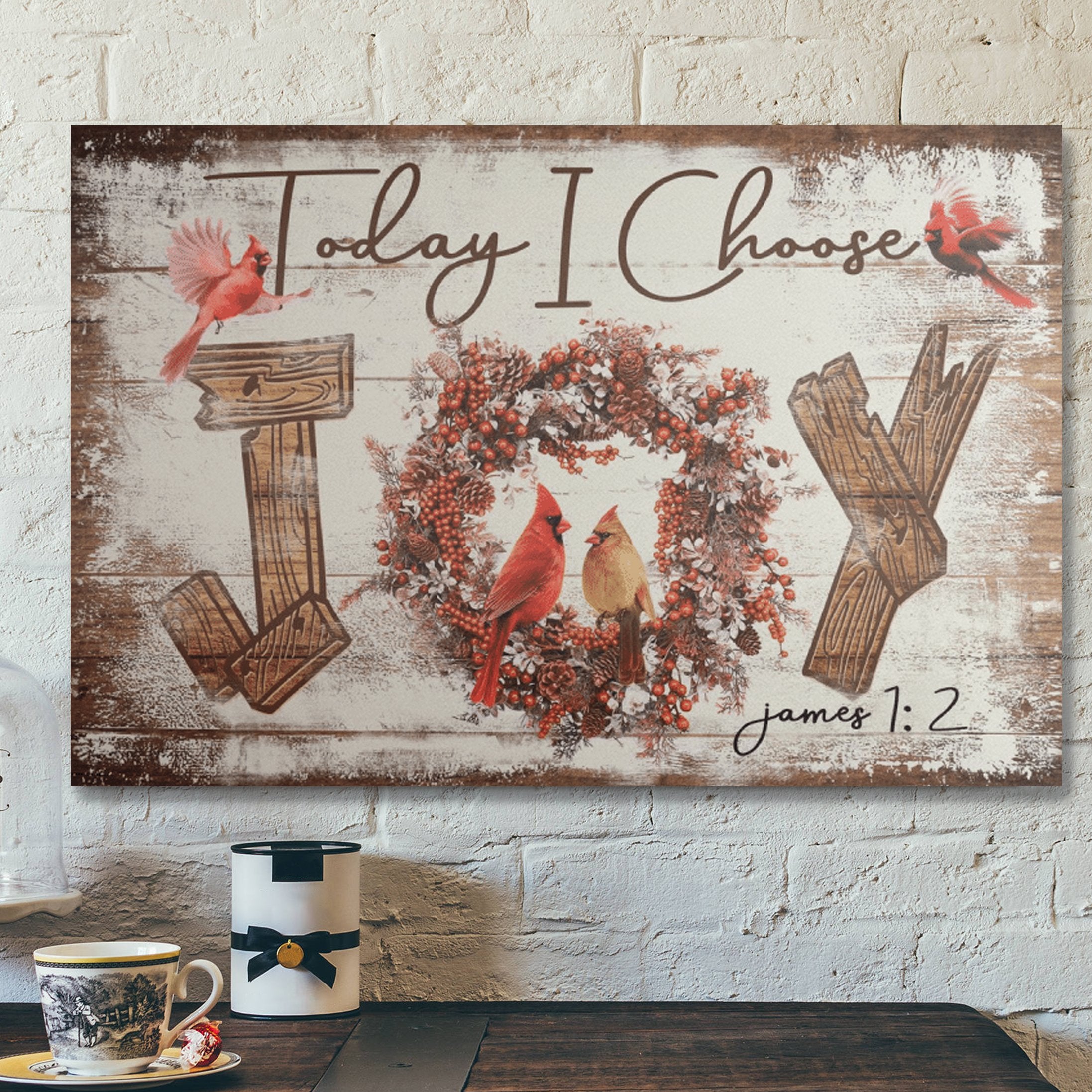 Bible Verse Wall Art Canvas – Cardinal – Today I Choose Joy Canvas