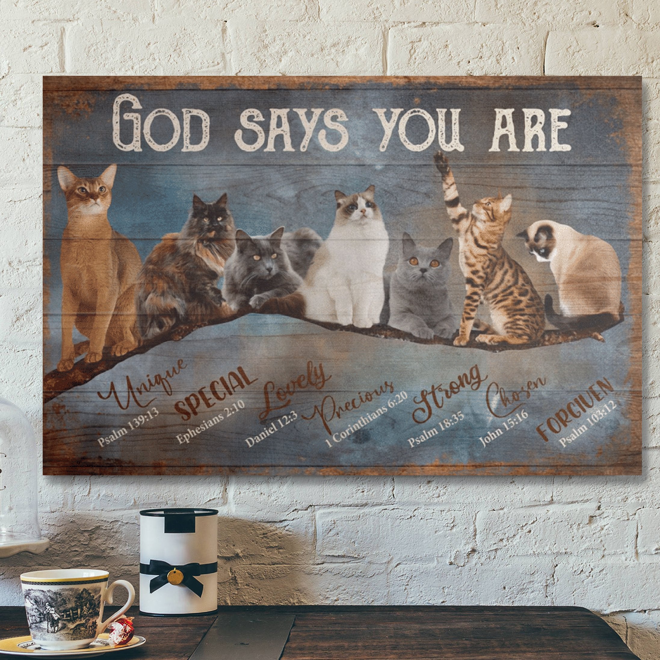 Bible Verse Wall Art Canvas – Cat – God Say You Are Amazing Canvas