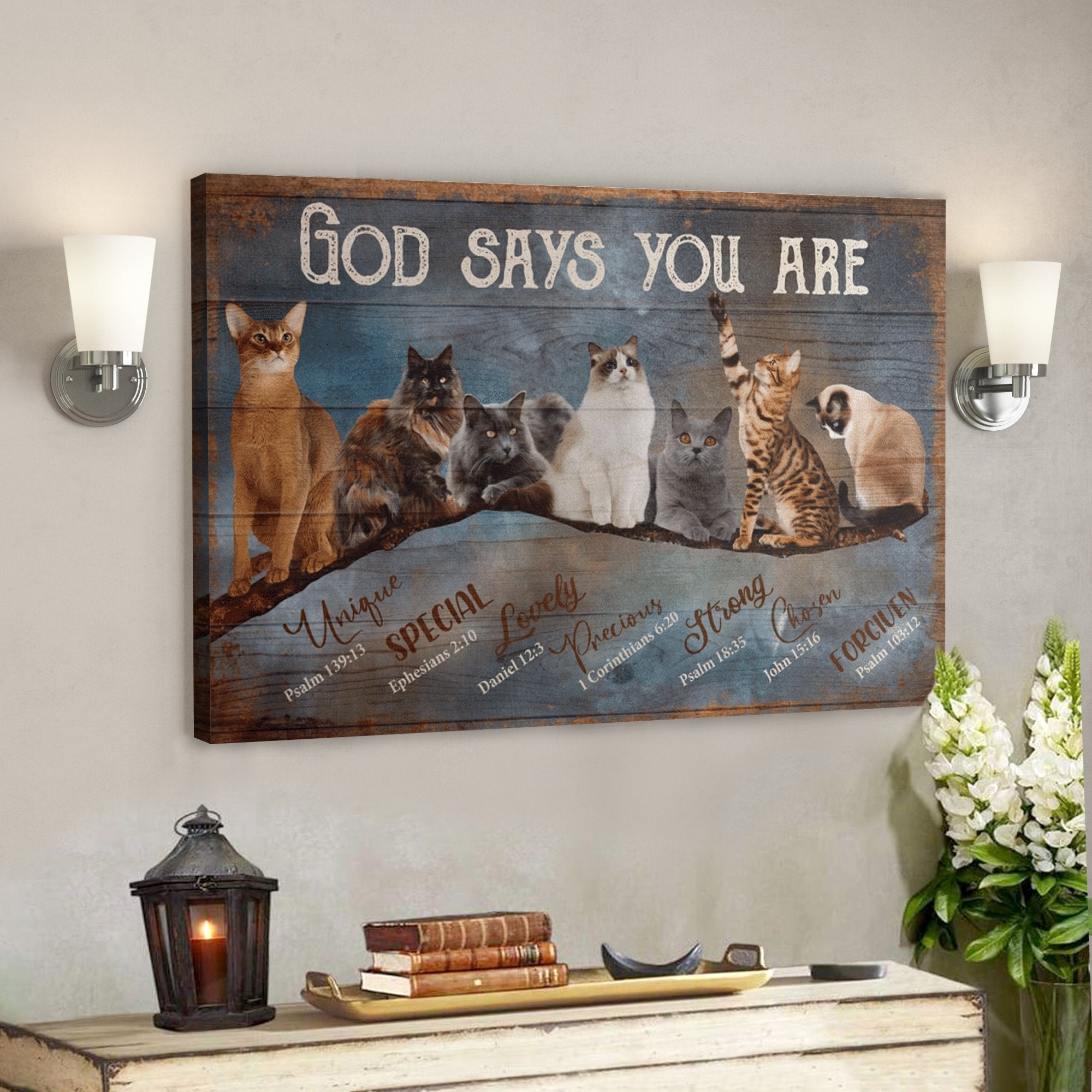 Bible Verse Wall Art Canvas – Cat – God Say You Are Amazing Canvas