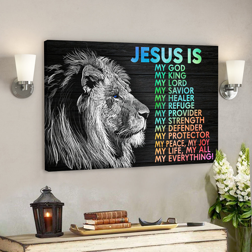 Bible Verse Wall Art Canvas – Christian Canvas Art – Jesus Is My God My King Canvas Poster