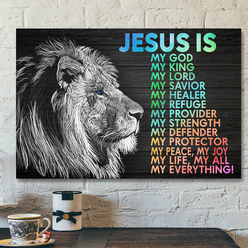 Bible Verse Wall Art Canvas – Christian Canvas Art – Jesus Is My God My King Canvas Poster