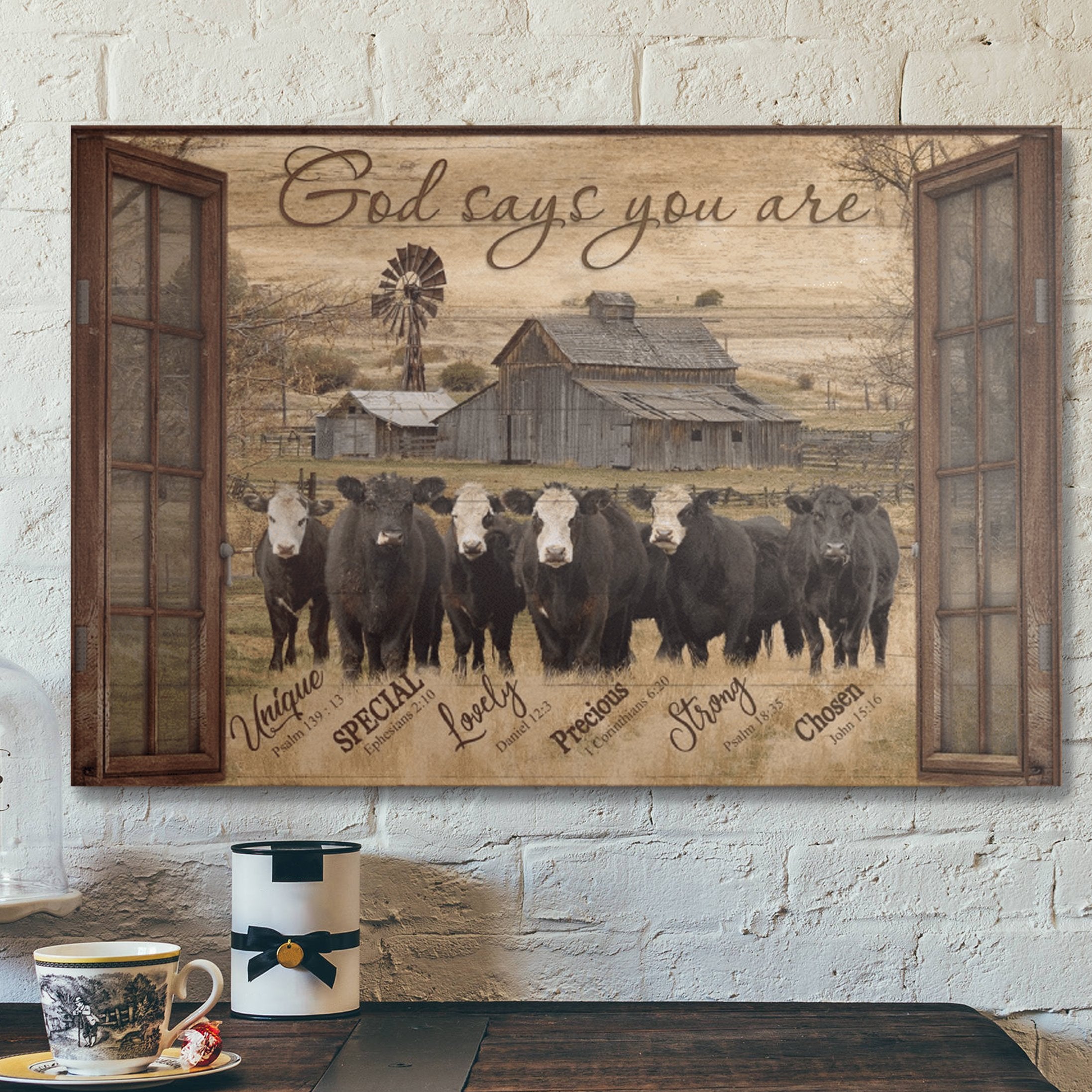 Bible Verse Wall Art Canvas – Cow – God Says You Are Canvas