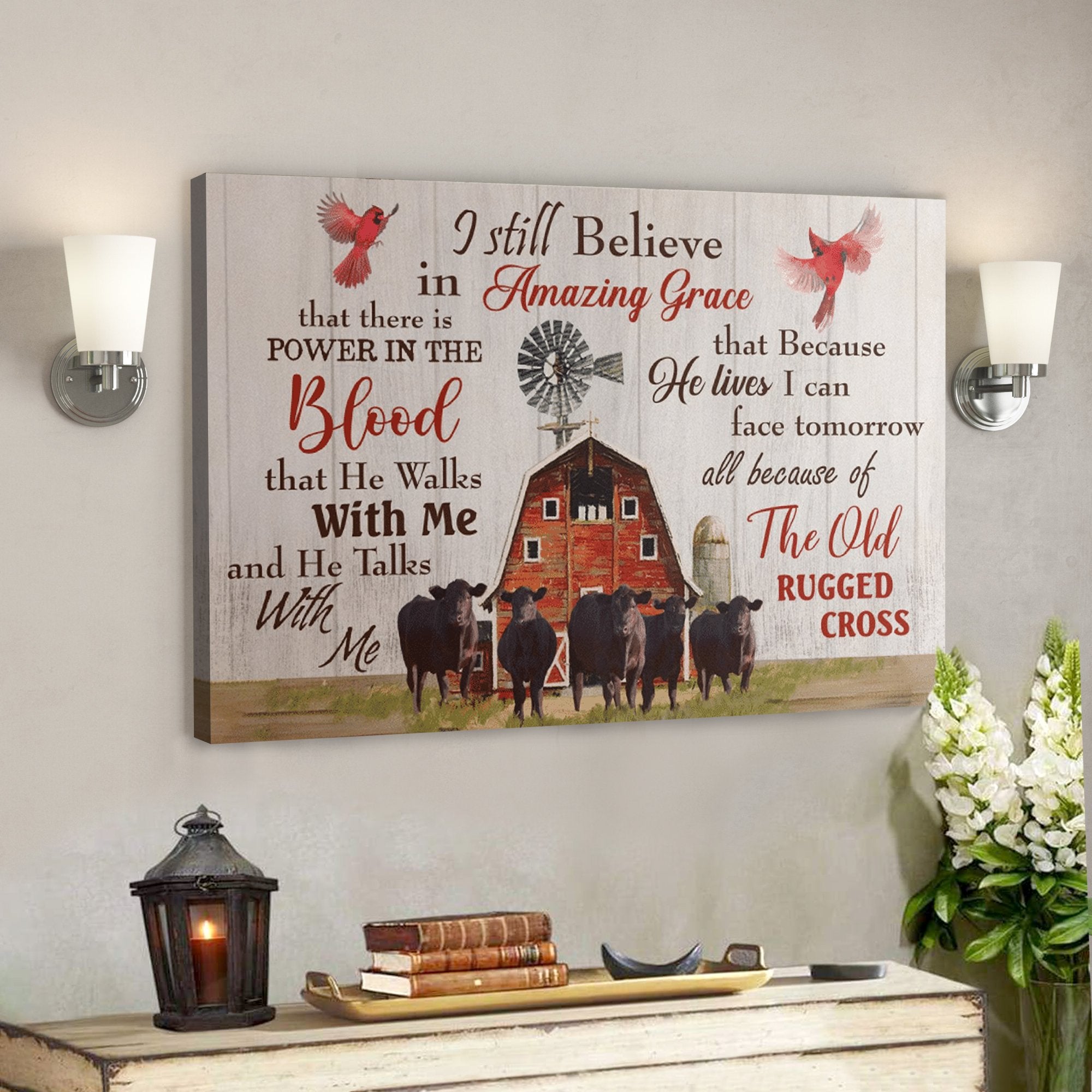 Bible Verse Wall Art Canvas – Cow – I Still Believe In Amazing Grace Canvas