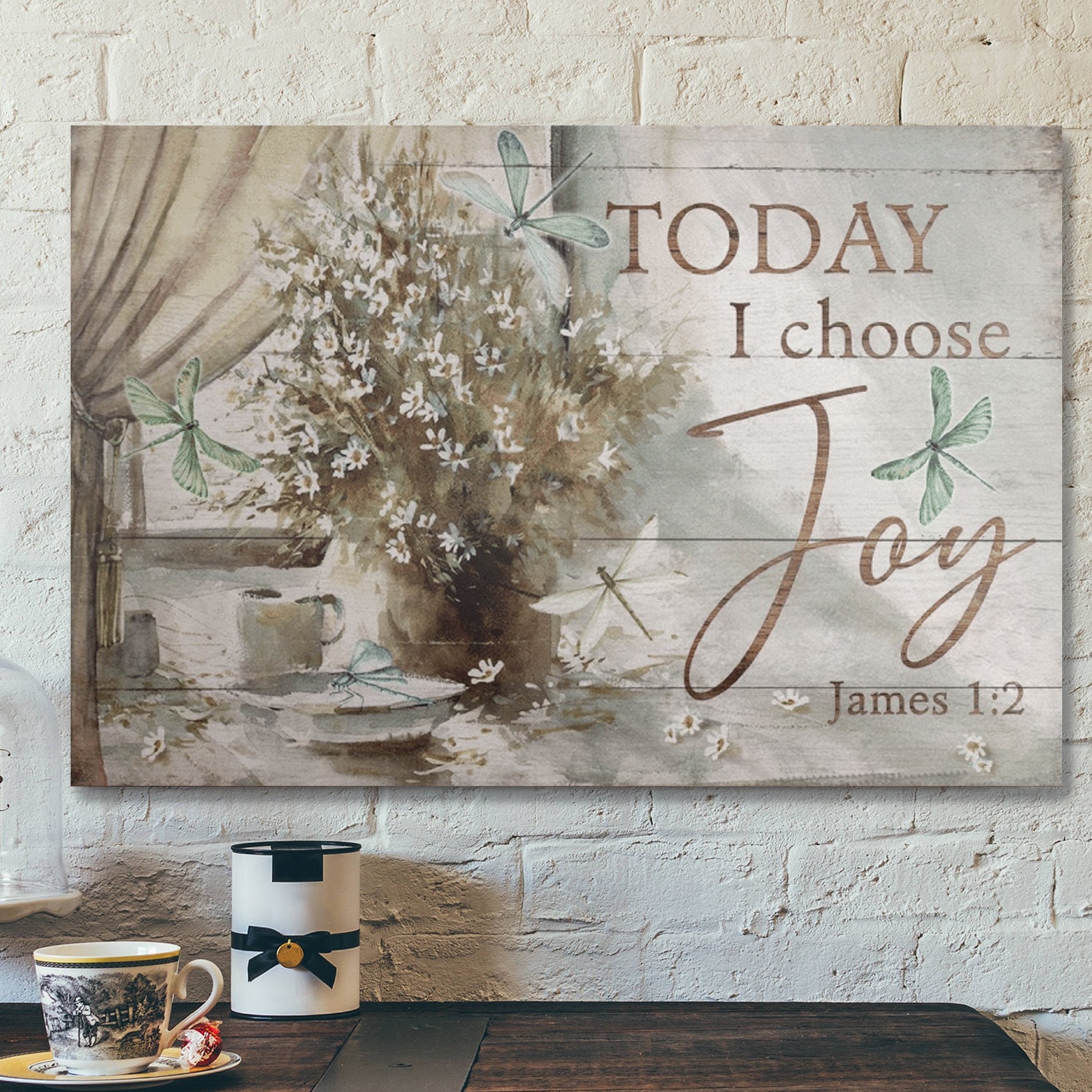 Bible Verse Wall Art Canvas – Dragonfly – Today I Choose Joy Canvas