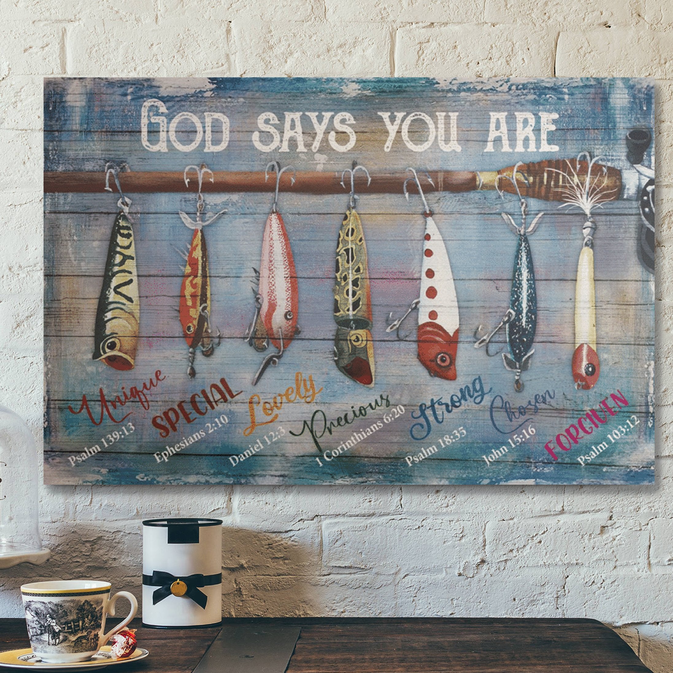 Bible Verse Wall Art Canvas – Fishing – God Says You Are Canvas