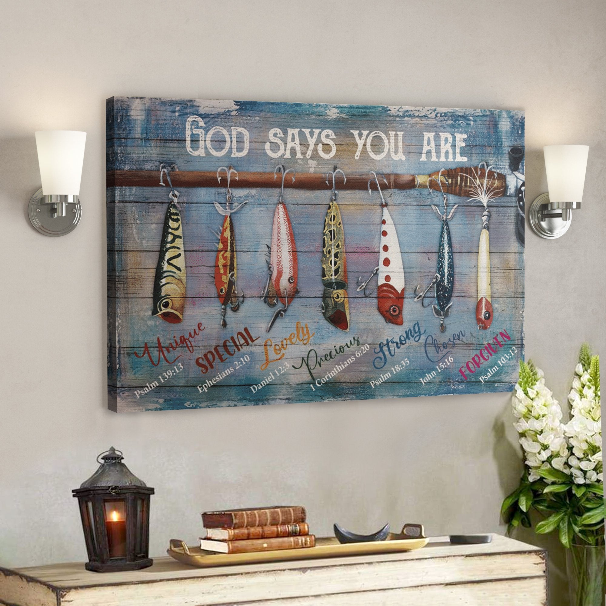 Bible Verse Wall Art Canvas – Fishing – God Says You Are Canvas