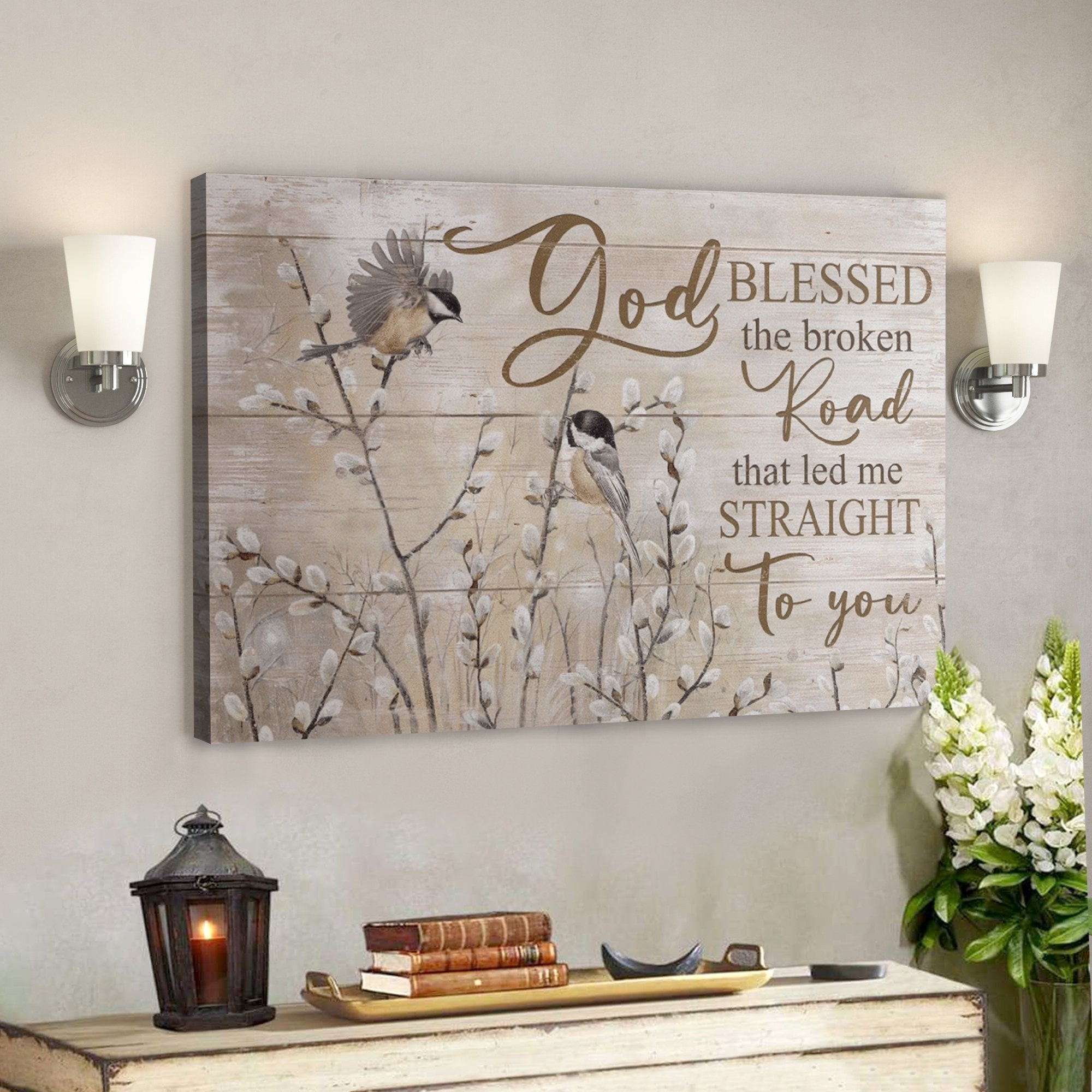 Bible Verse Wall Art Canvas – God Blessed The Broken Road Led Me To You Canvas