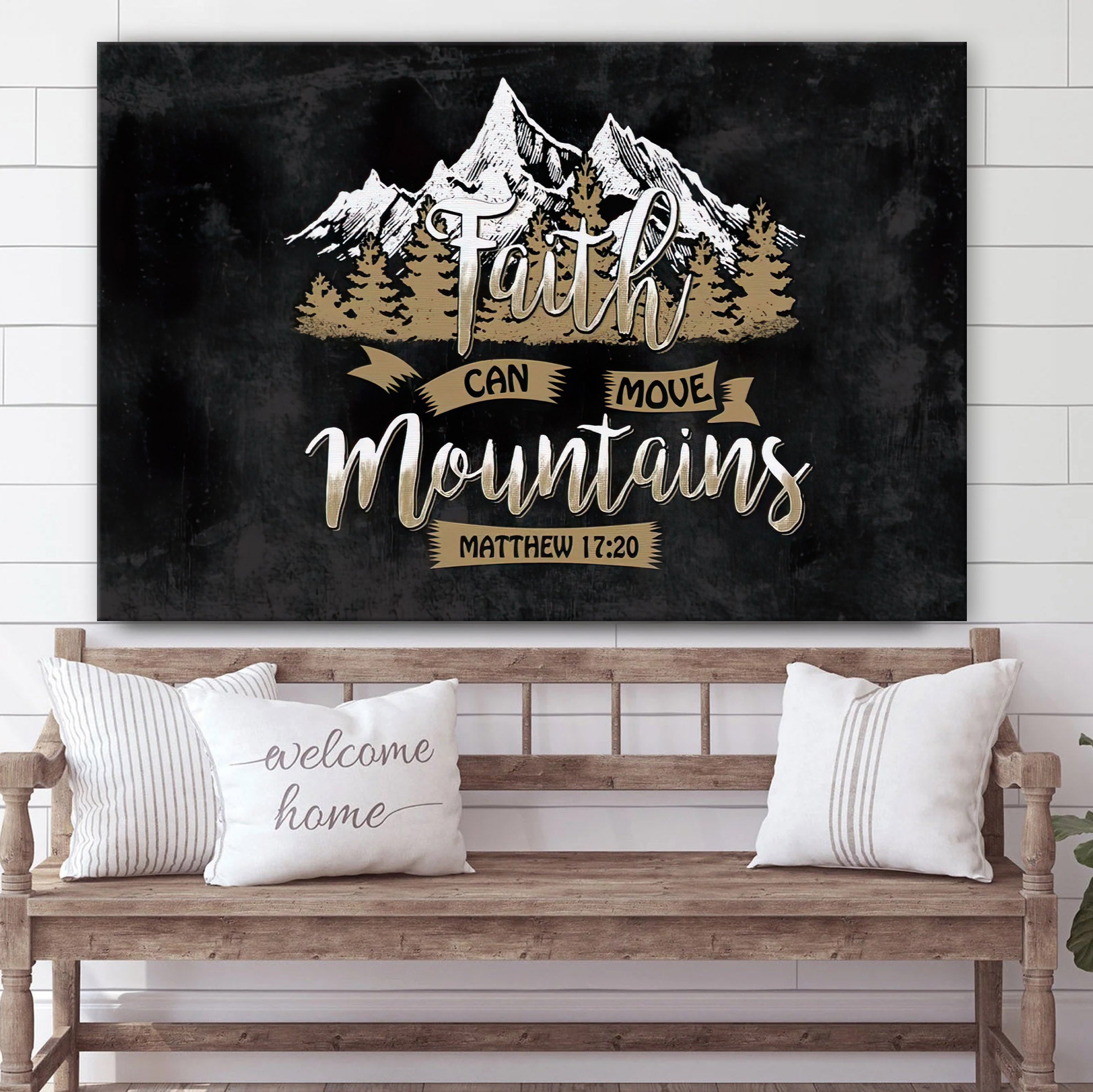 Bible Verse Wall Art Faith Can Move Mountains Matthew 1720 Canvas Print